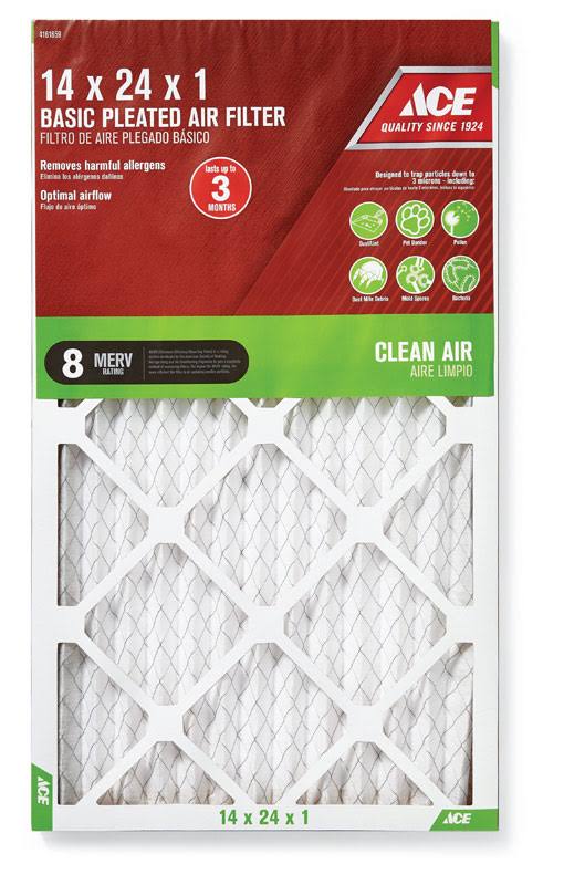 Ace 24 in. H x 14 in. W x 1 in. D Pleated 8 MERV Air Filter