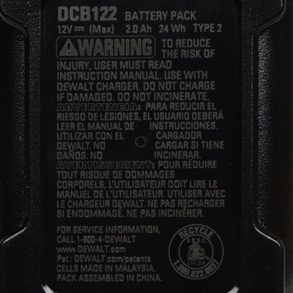 DeWalt DCB122 12V Max Lithium-Ion Battery Pack (2-Pack)