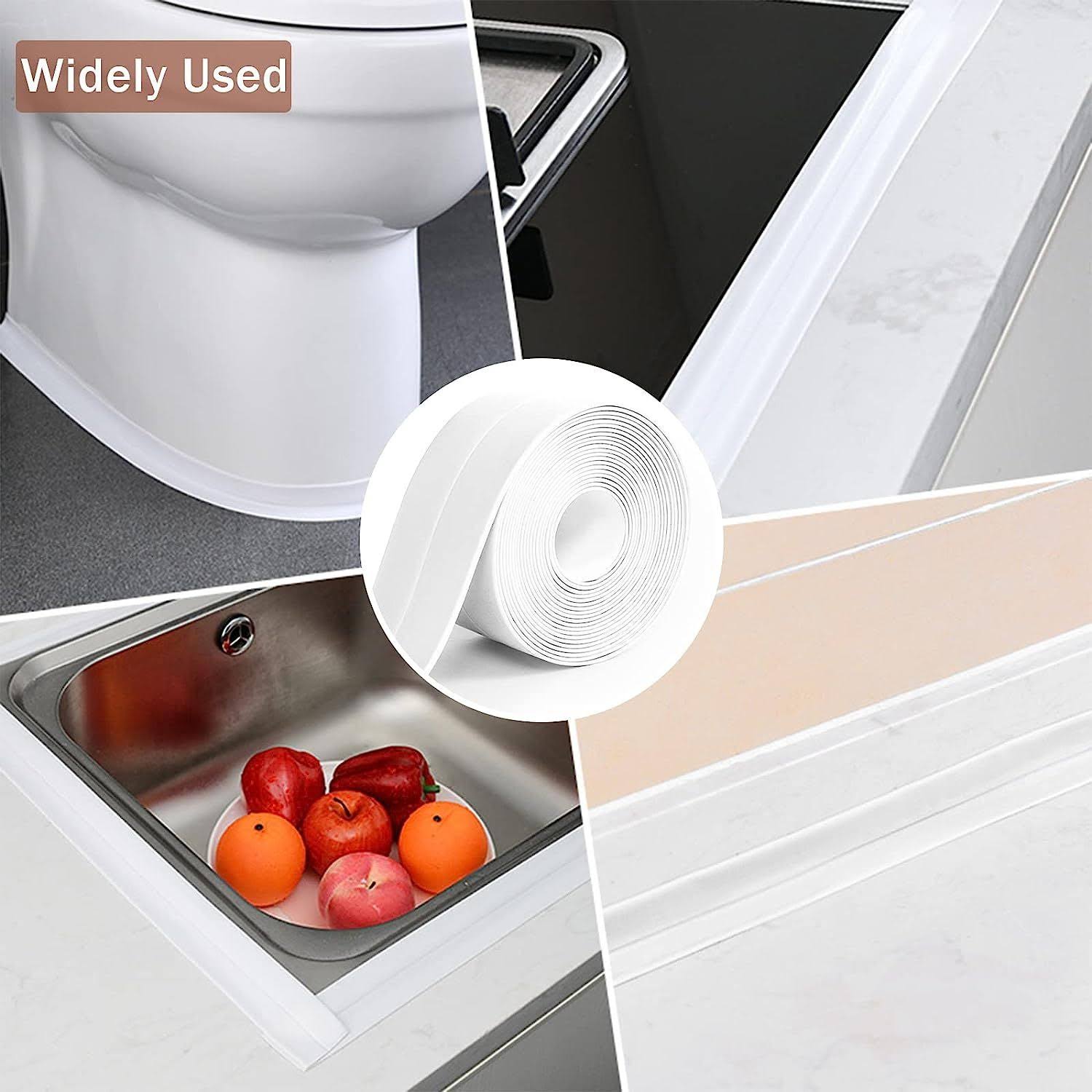 3 Packs Caulk Tape Waterproof Self Adhesive, Bathtub 3-Pack, White