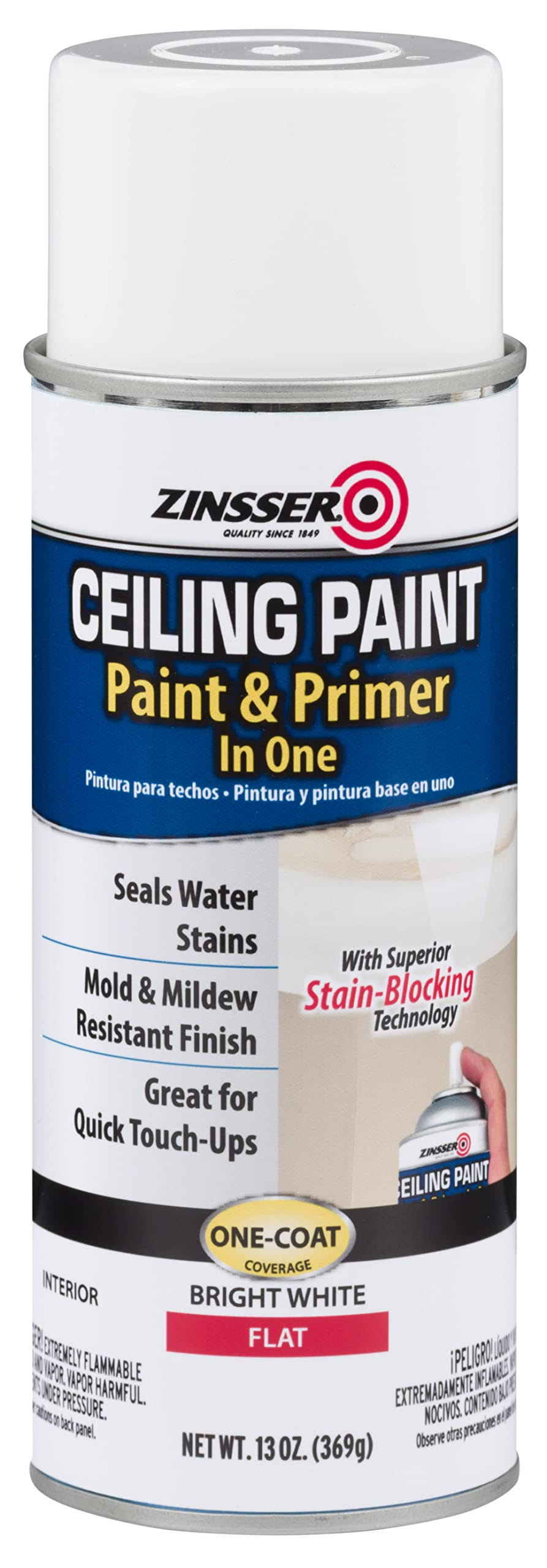 Zinsser Bright White Ceiling Paint and Primer in One 13 oz.