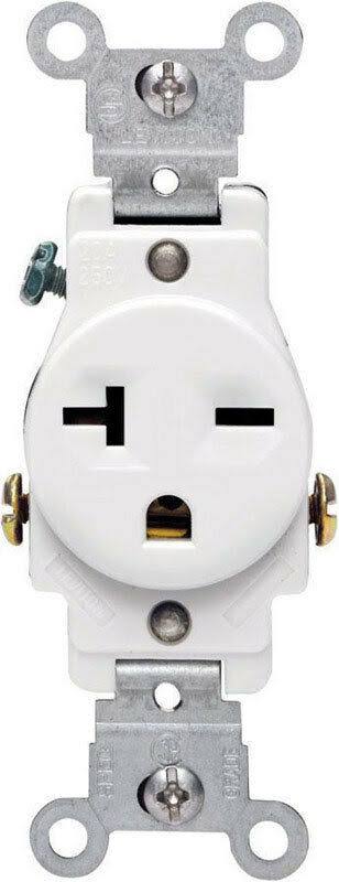 Leviton 20 Amp Single Outlet- White