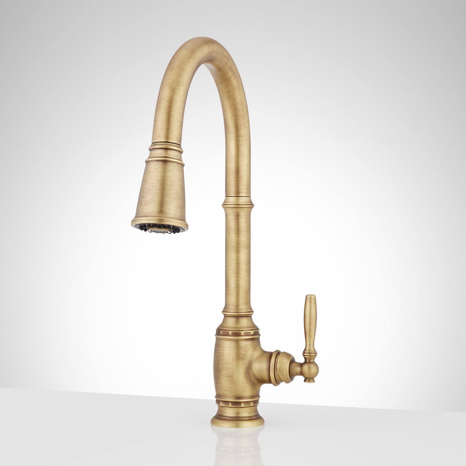 Signature Hardware 481708 Finnian Pull-Down Kitchen Faucet Finish: Aged Brass