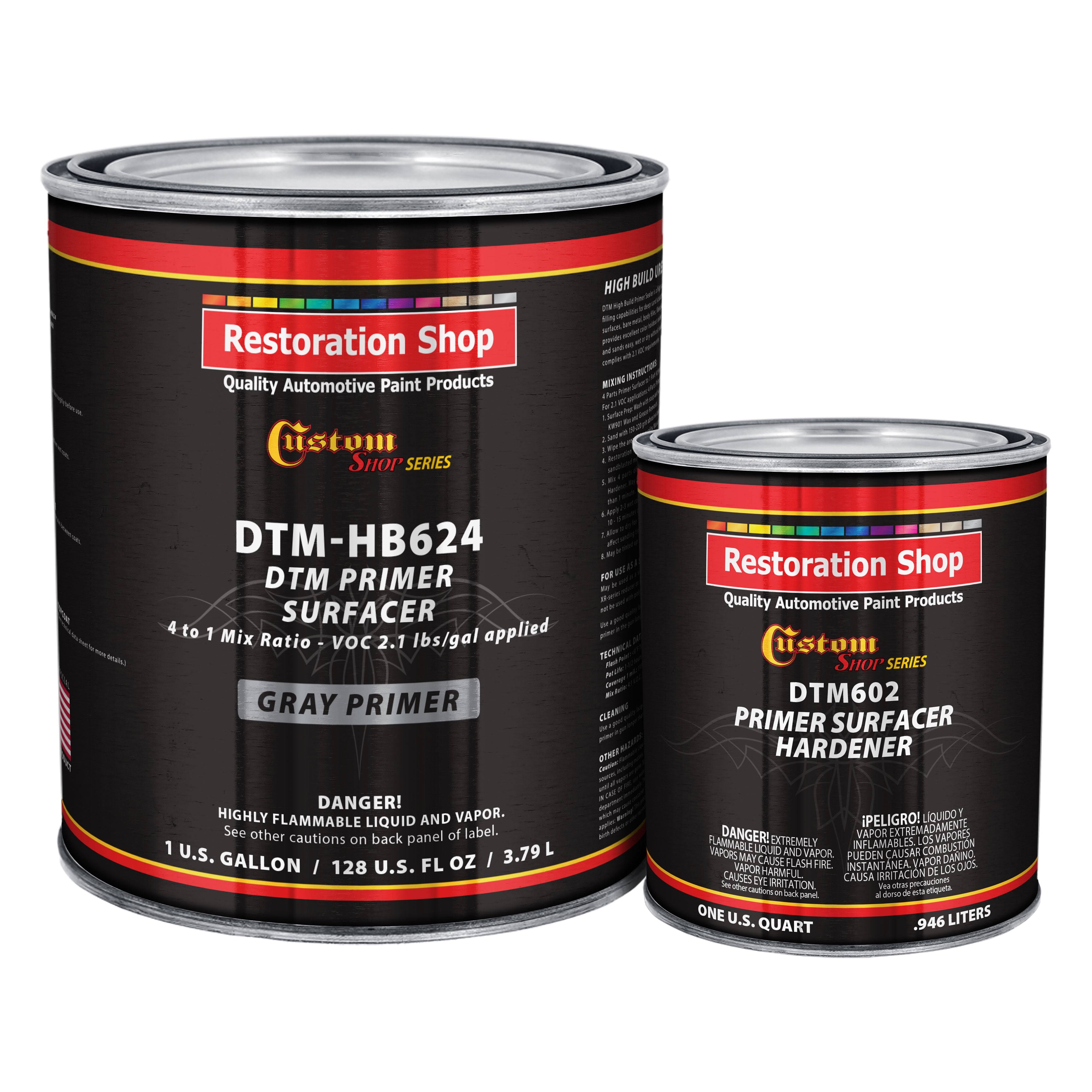 Custom Shop- Gray DTM High Build Urethane Primer Surfacer 2.1 VOC (1-1/4 Gallon Kit) High-Performance Direct to Metal Primer for Automotive and