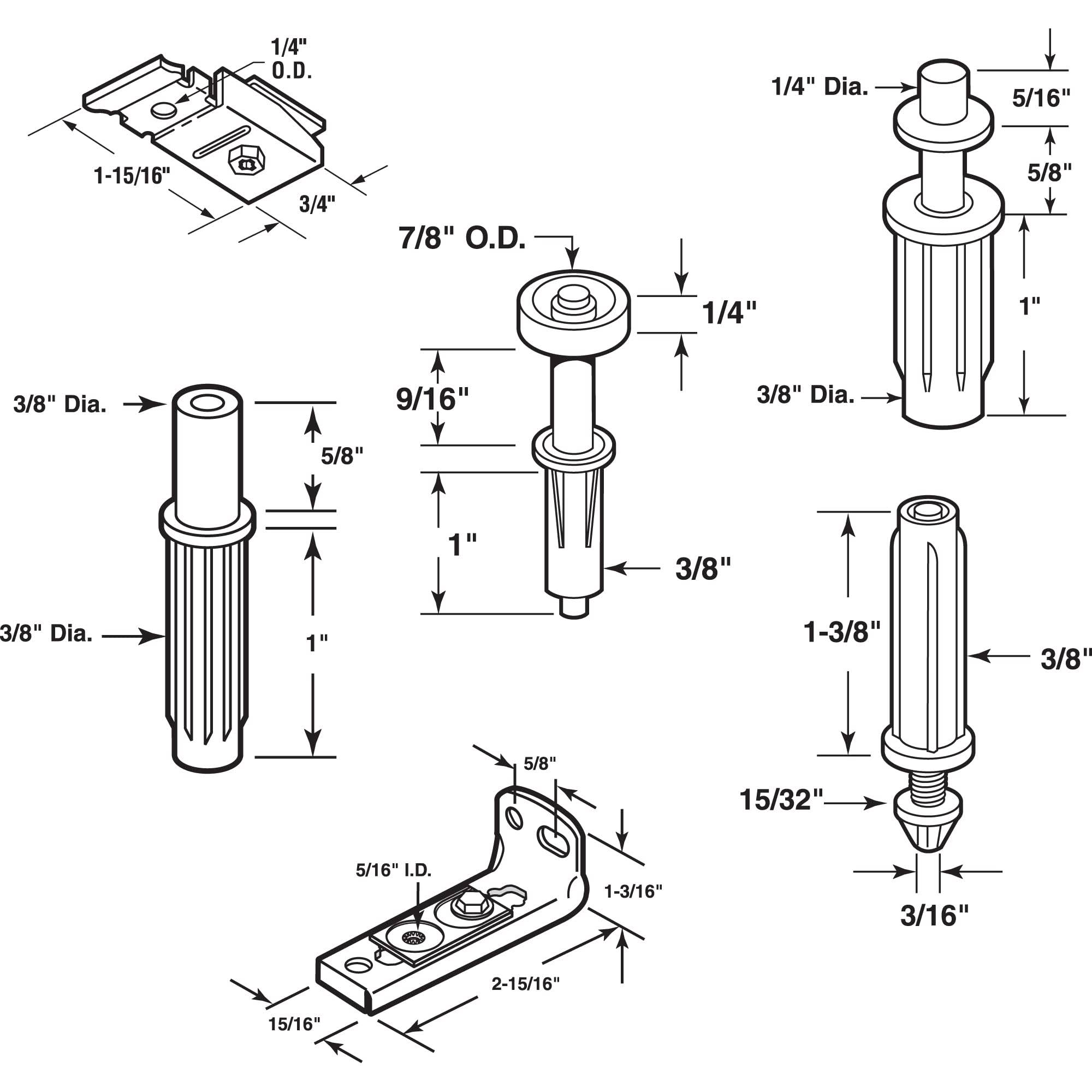 Prime-Line N 7534 Bi-Fold Door Hardware Repair Kit, Includes Top and Bottom Top