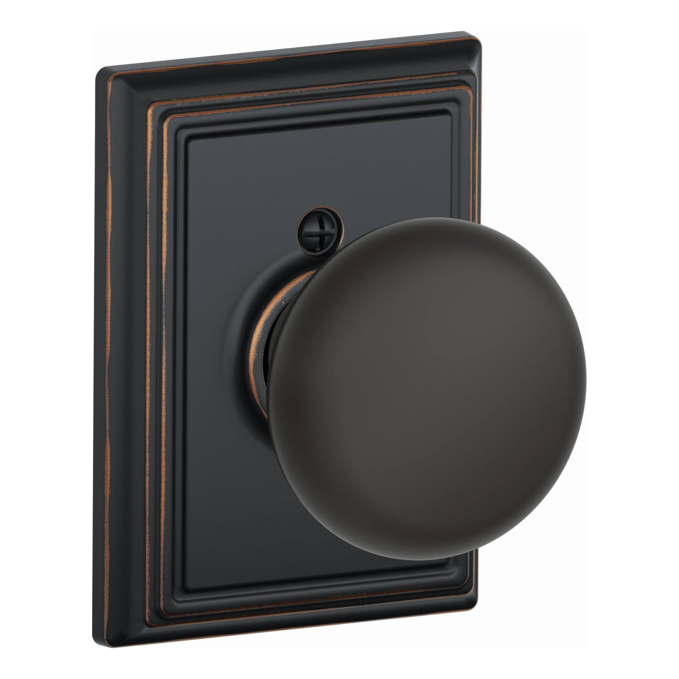 Schlage F170-PLY-ADD Plymouth One-Sided Dummy Door Knob with Decorative Addison Aged Bronze