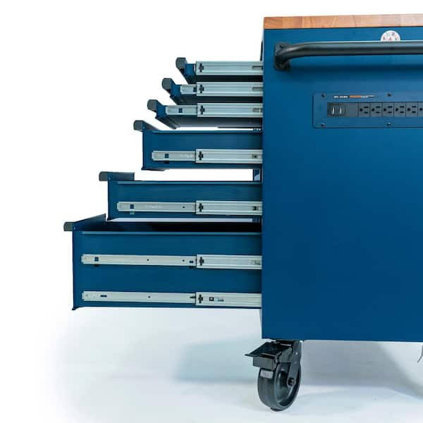 Husky Tool Storage Heavy Duty 84 in. W Matte Blue Mobile Workbench Cabinet