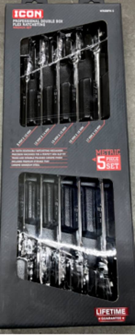 Icon Professional Double Box Flex Ratcheting Wrench 5 Piece 56694