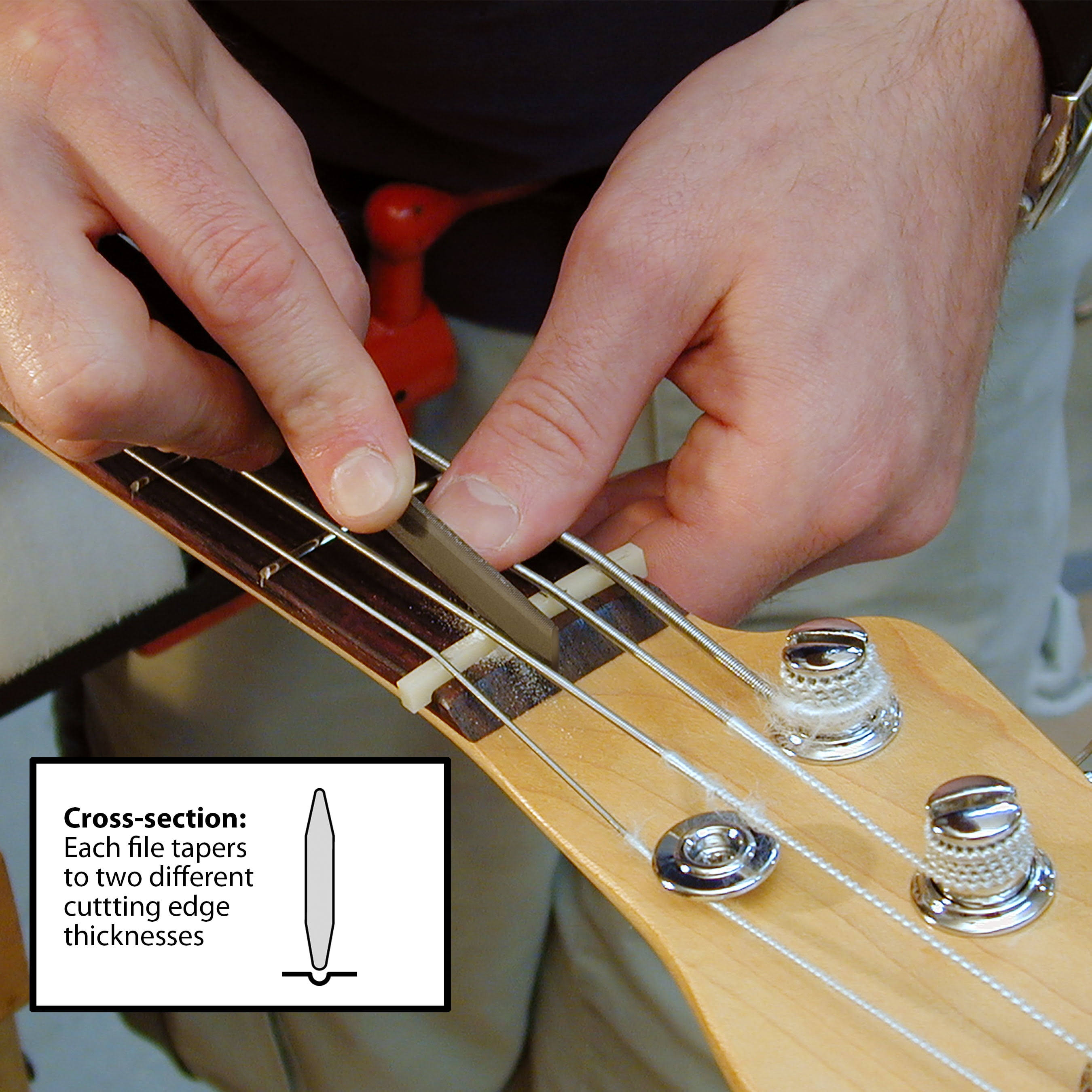 StewMac Double-Edge Nut File, 0.012 inch / 0.020 inch 4541