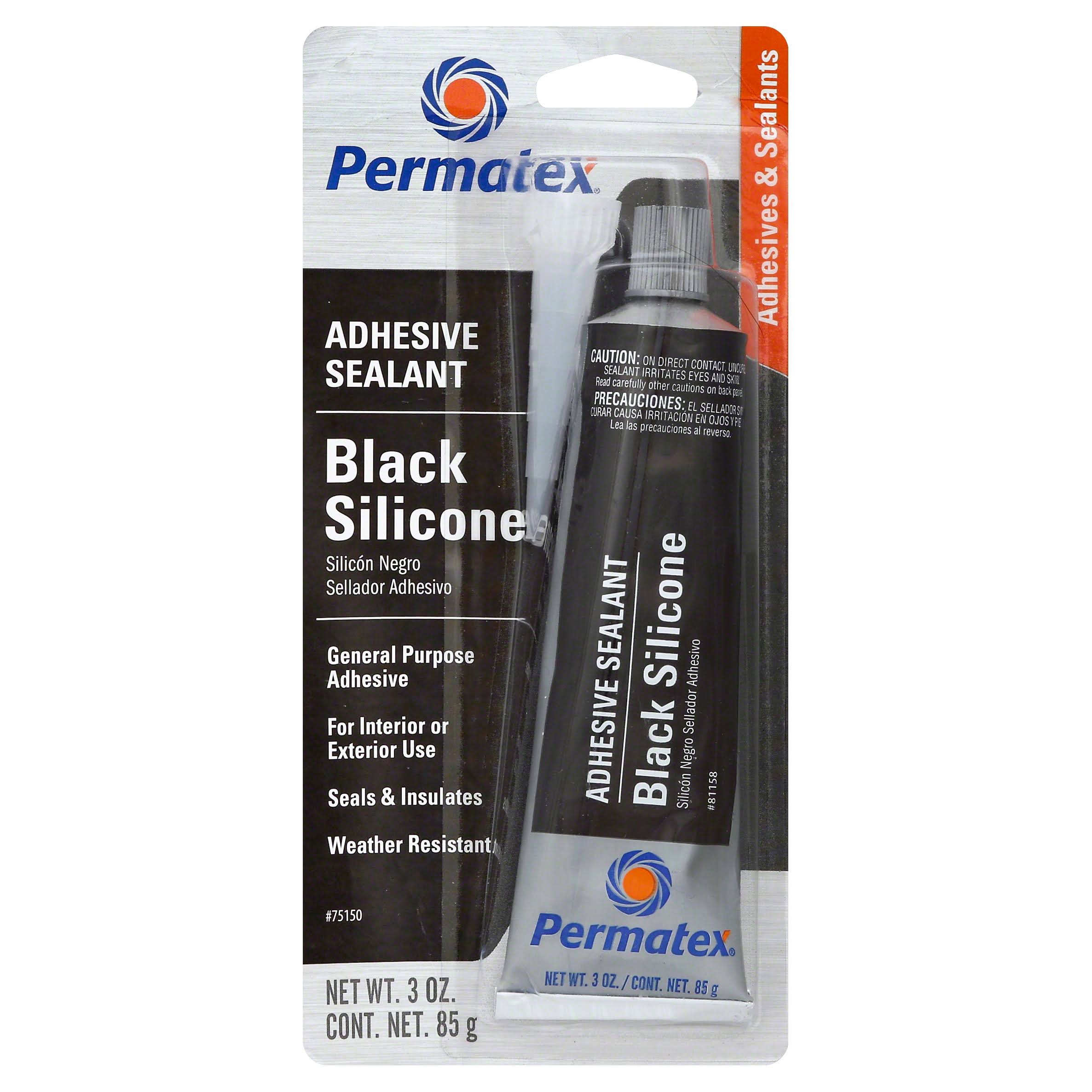 Permatex Adhesive Sealant, Black Silicone- 3 oz