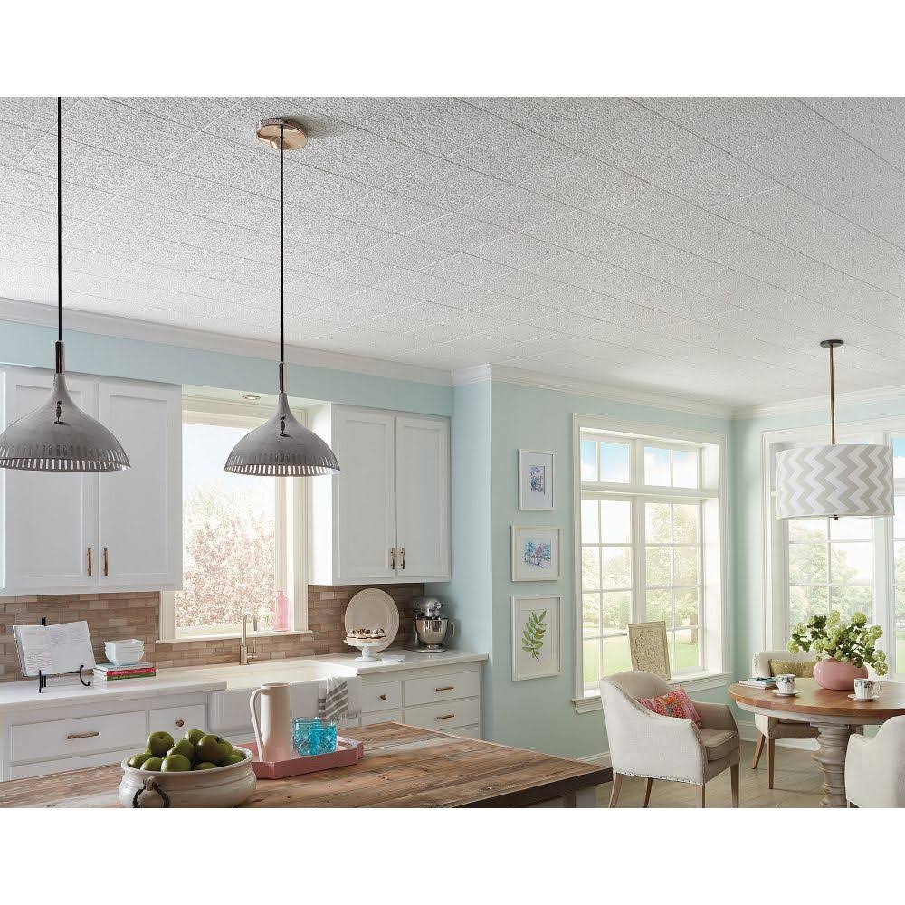 Armstrong Ceilings 12-in x 12-in Impression 40-Pack White Textured Surface-Mount Acoustic Ceiling Tiles | 1134G