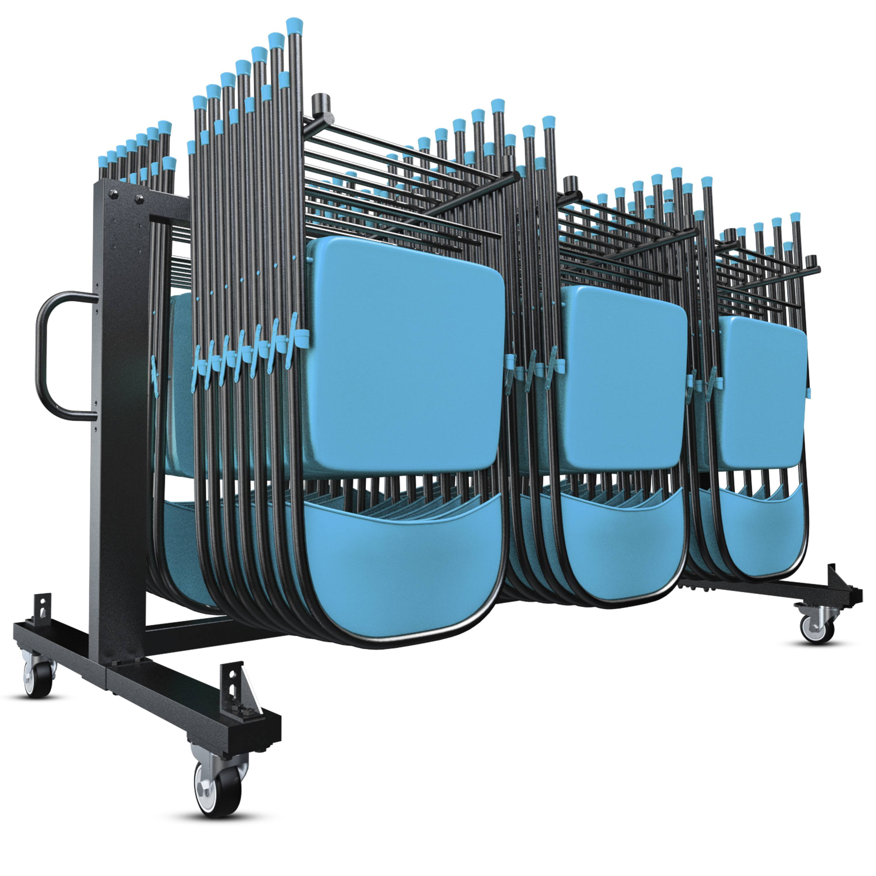 Flash Furniture Hawkins Heavy Duty Folding Table & Chairs Mobile Cart-Locking Wheels- 42 Folding Chairs & 12 Tables Capacity Black