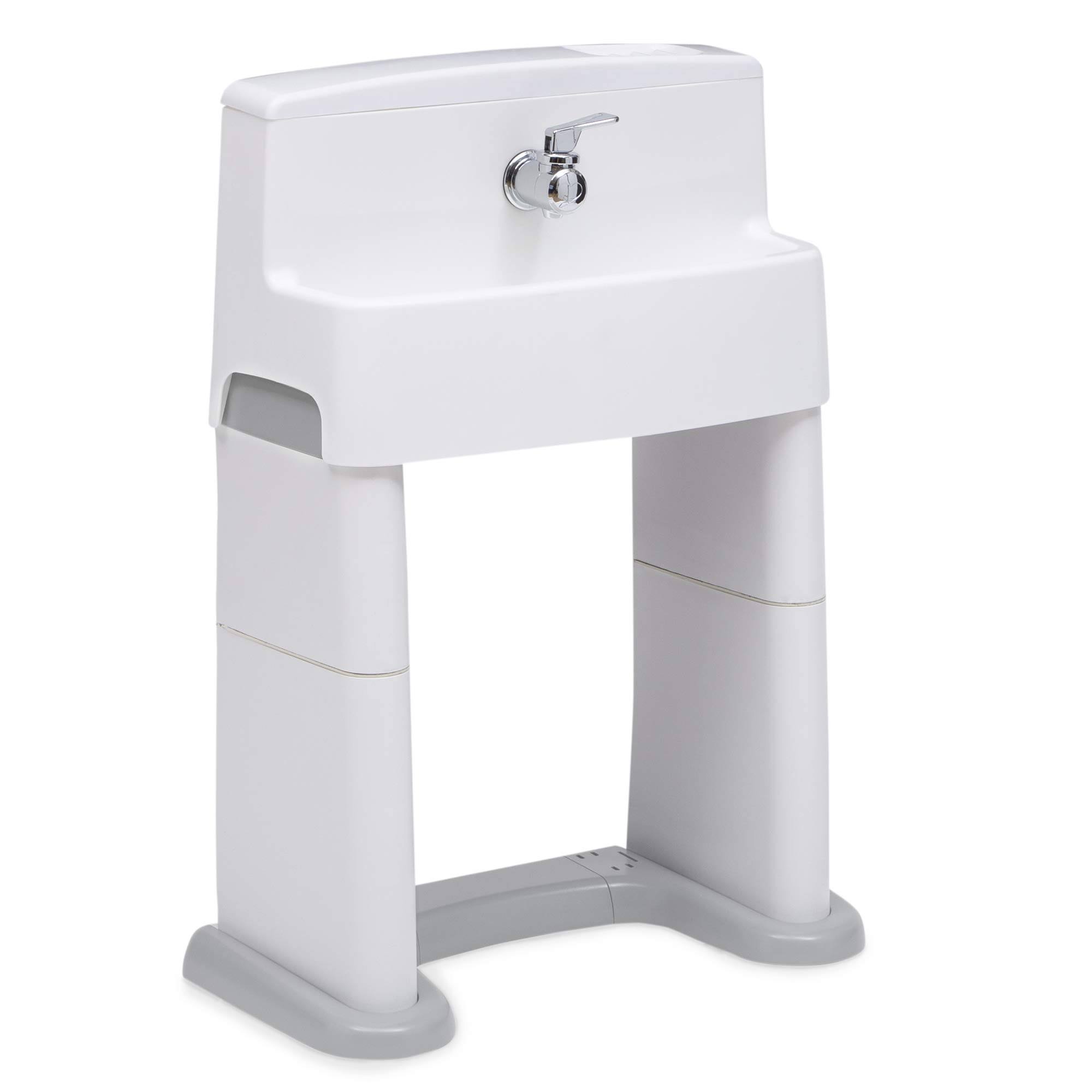 Delta Children PerfectSize 3-in-1 Convertible Sink, Step Stool and Bath Toy for Kids, White/Grey