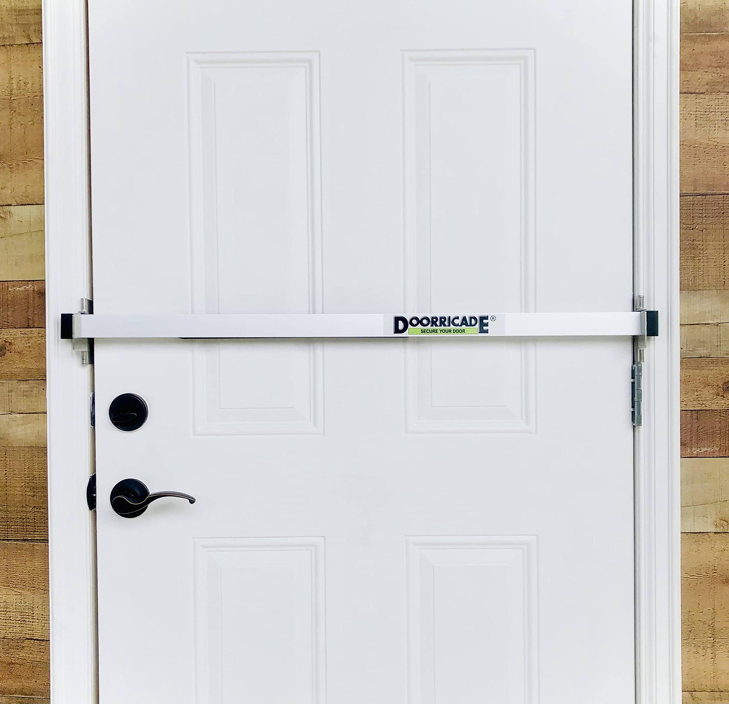 Doorricade Solid Aluminum Security Door Bar w/Hinge Brackets & Screws