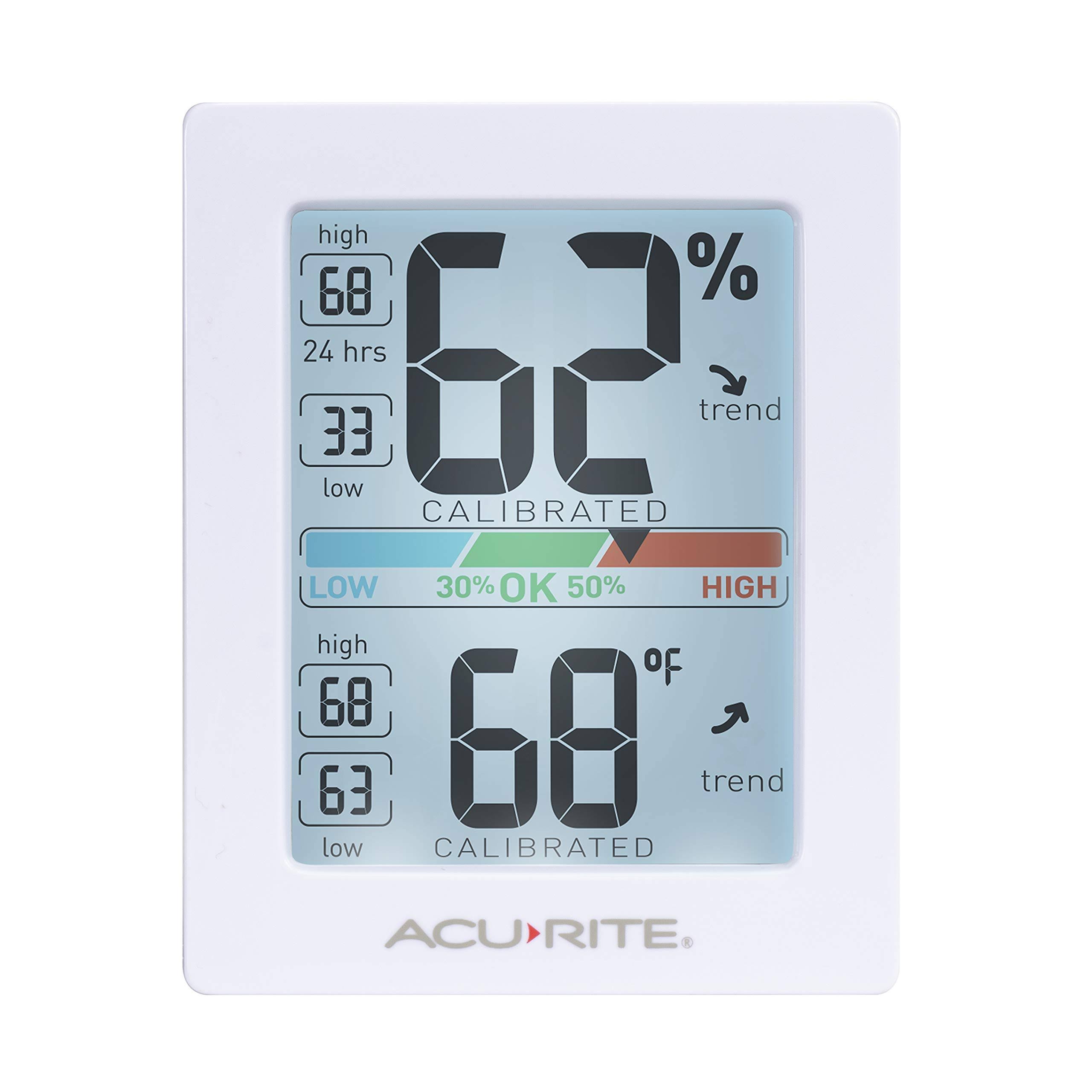 Acurite Digital Humidity and Temperature Monitor with Backlight (01139m), White