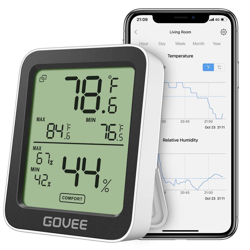 Govee Thermometer Hygrometer, Accurate Indoor Temperature Humidity Sensor with Notification Alert, LCD