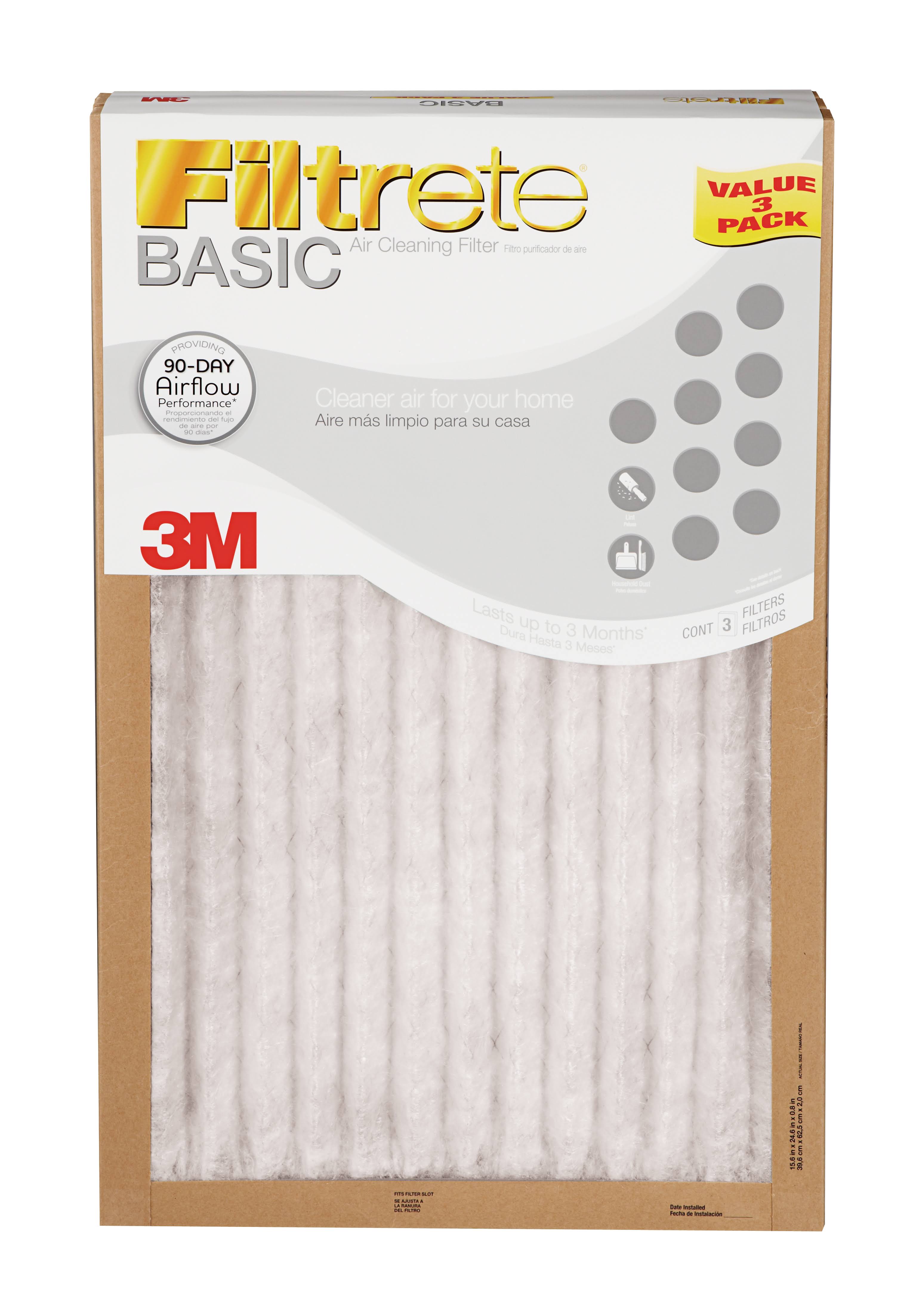 Filtrete 14-in x 30-in x 1-in Basic Pleated 3-Pack Pleated Air Filter | FBL24-3PK-4