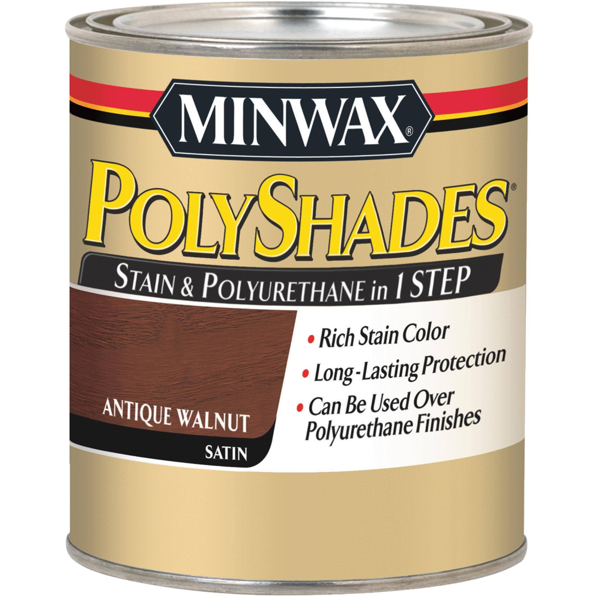 Minwax PolyShades Satin Stain & Polyurethane, Antique Walnut, 1 Quart