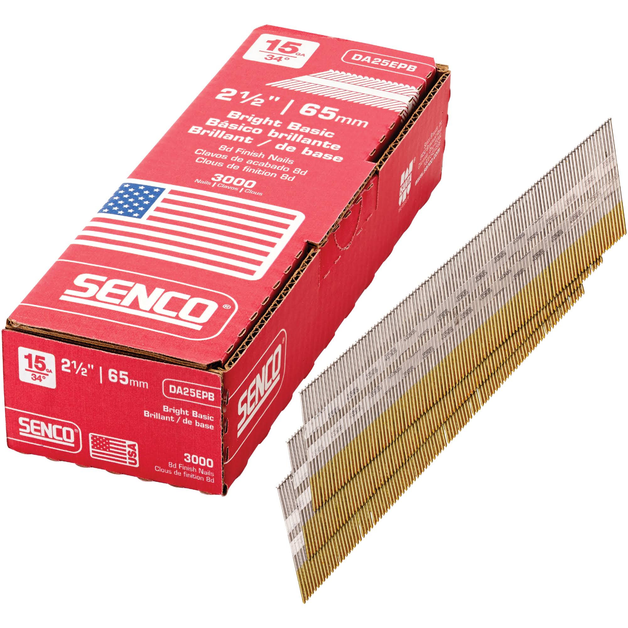 Senco 8D Finish Nails, 15 GA, Bright Basic, 2-1/2 Inches- 3000 nails