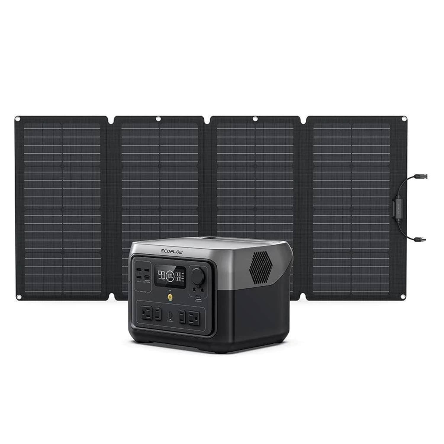 EcoFlow 500W Output/1000W Peak Push-Button Start Solar Generator River 2 Max with 160W Solar Panel
