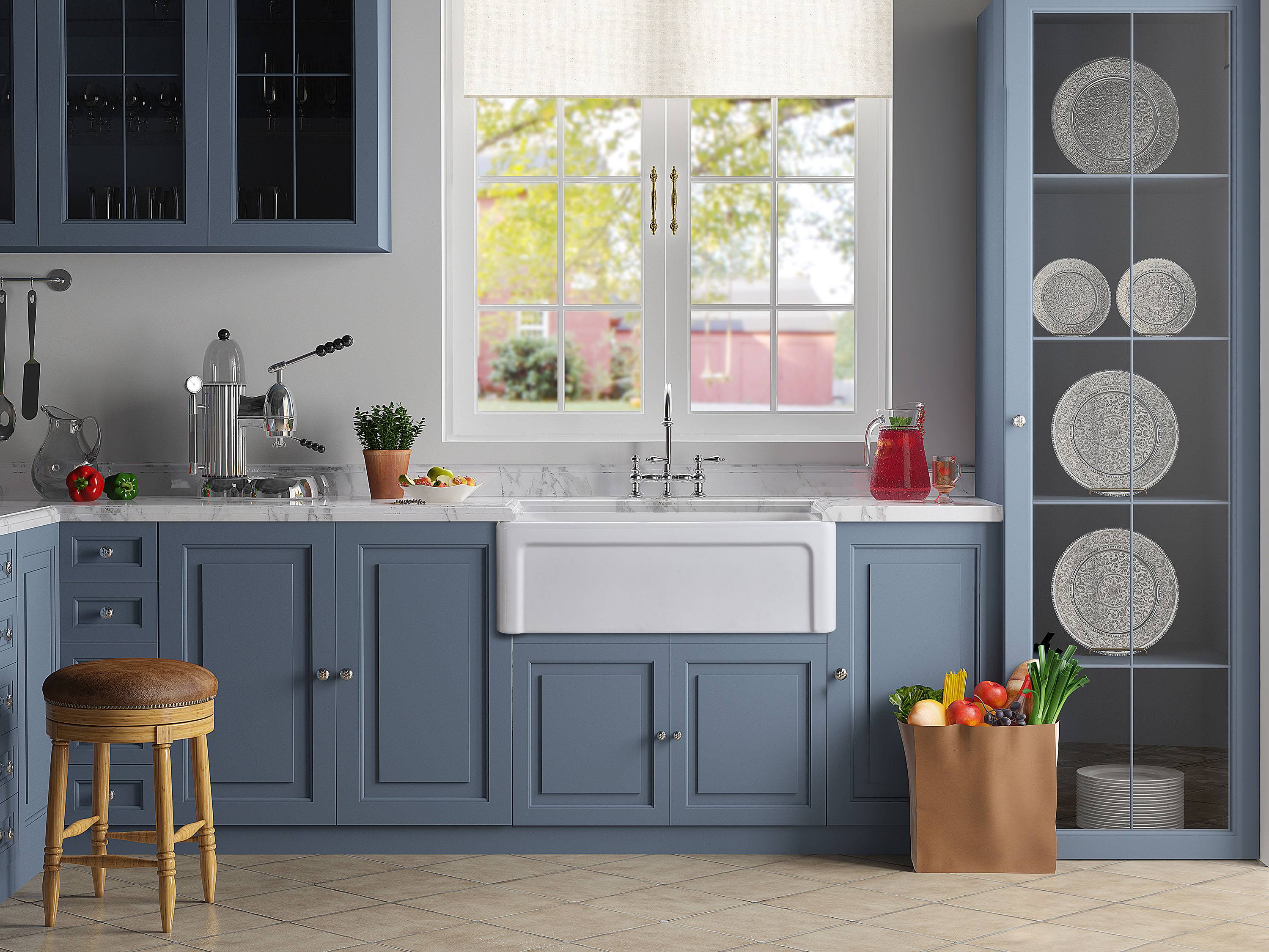 Allen + Roth Farmhouse Apron Front 30-in x 18-in White Fireclay Single Bowl Kitchen Sink Stainless Steel | MC-20404R