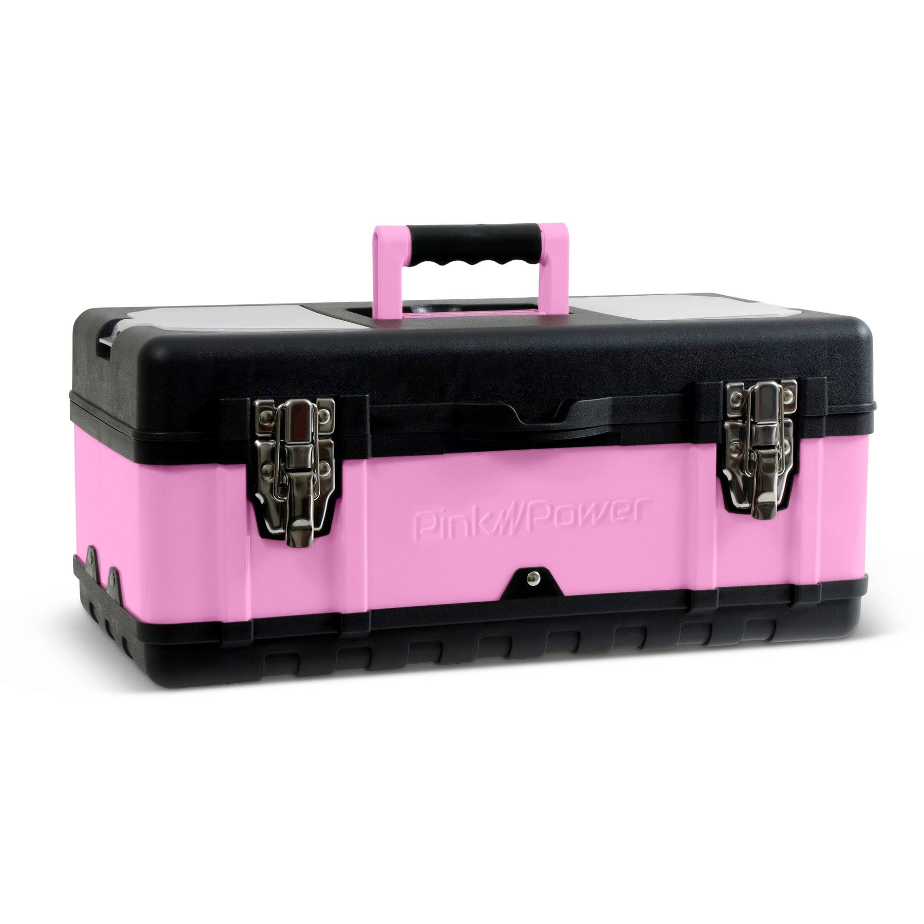 Pink Power 18 Portable Aluminum Tool Box for Tool or Craft Storage- L