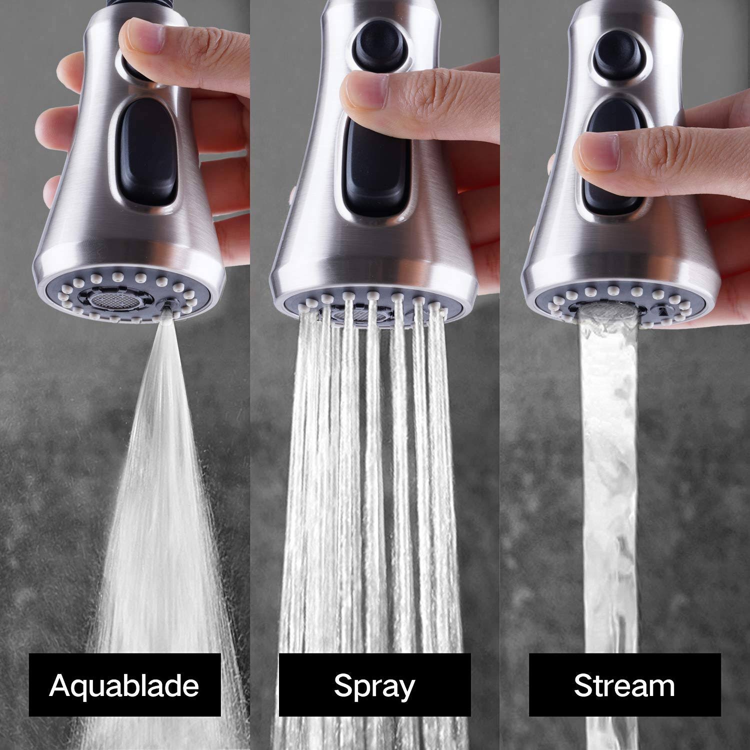 Hibbent Pull Down Spray Head for Kitchen Faucet, 3-Function Kitchen Sink Spray Nozzle with 10 Adapters, Faucet Head Replacement Compatible with Moen,