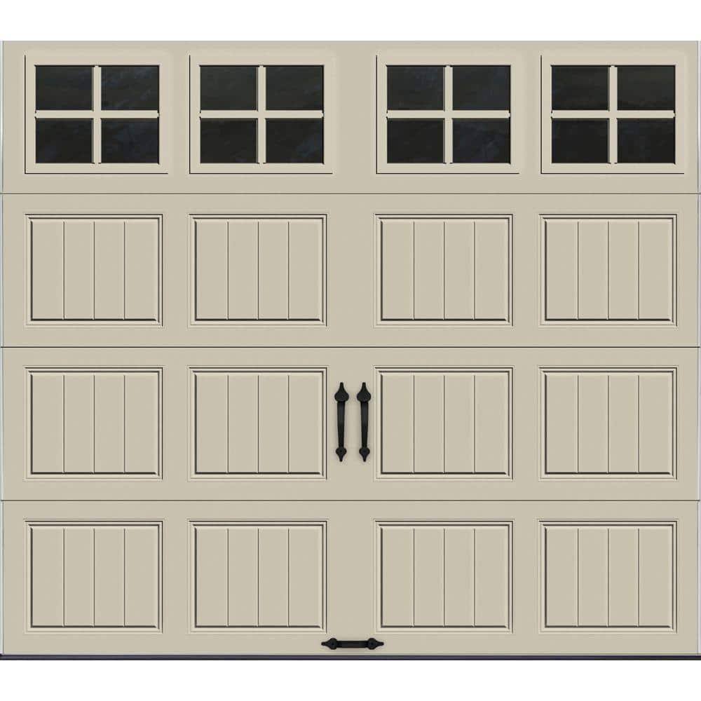 Clopay Gallery Steel 9 ft. x 7 ft. 6.5 R-Value Insulated Desert Tan Garage Door with Windows 300350