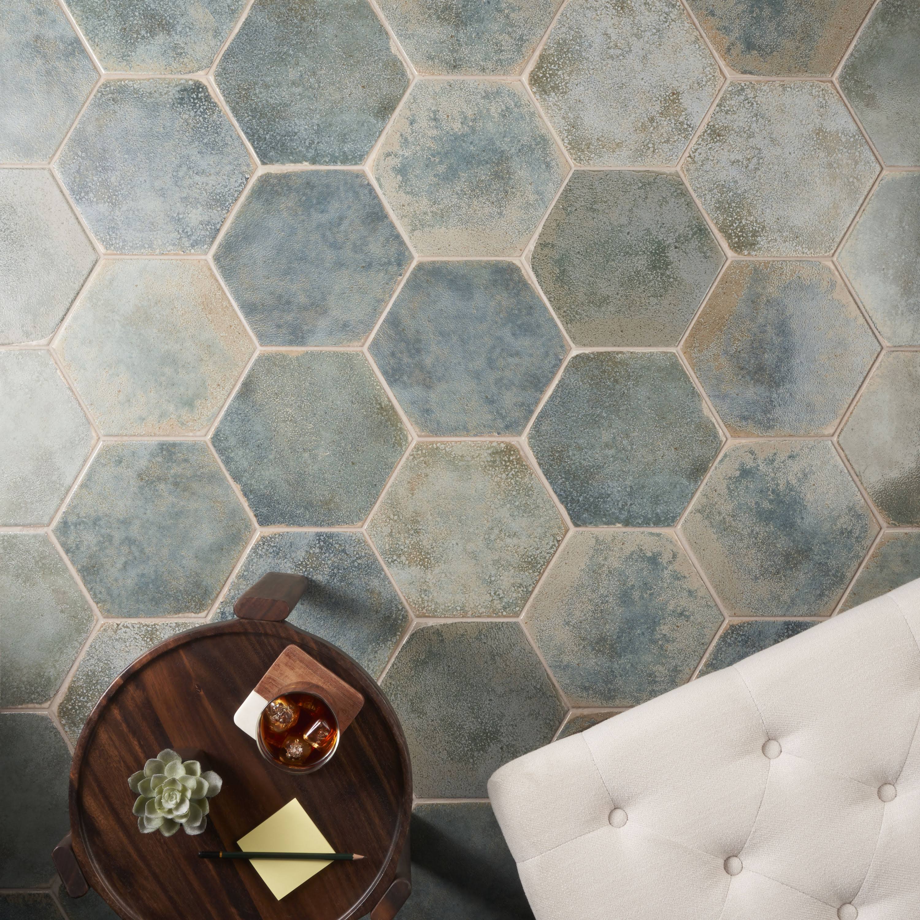 Mandalay Hex 9.13 in. x 10.51 in. Polished Concrete Look Porcelain Floor and Wall Tile Ivy Hill Tile Color: Green