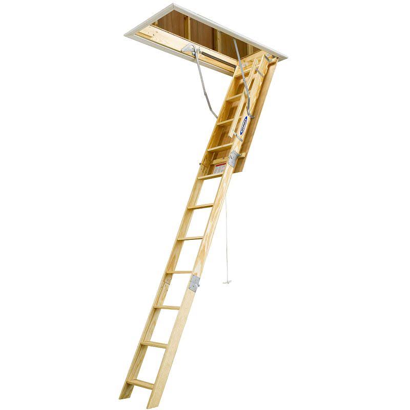 Werner 10.2 Foot H x 22.5 inch W Wood Attic Ladder Type 1 250 Pound Capacity