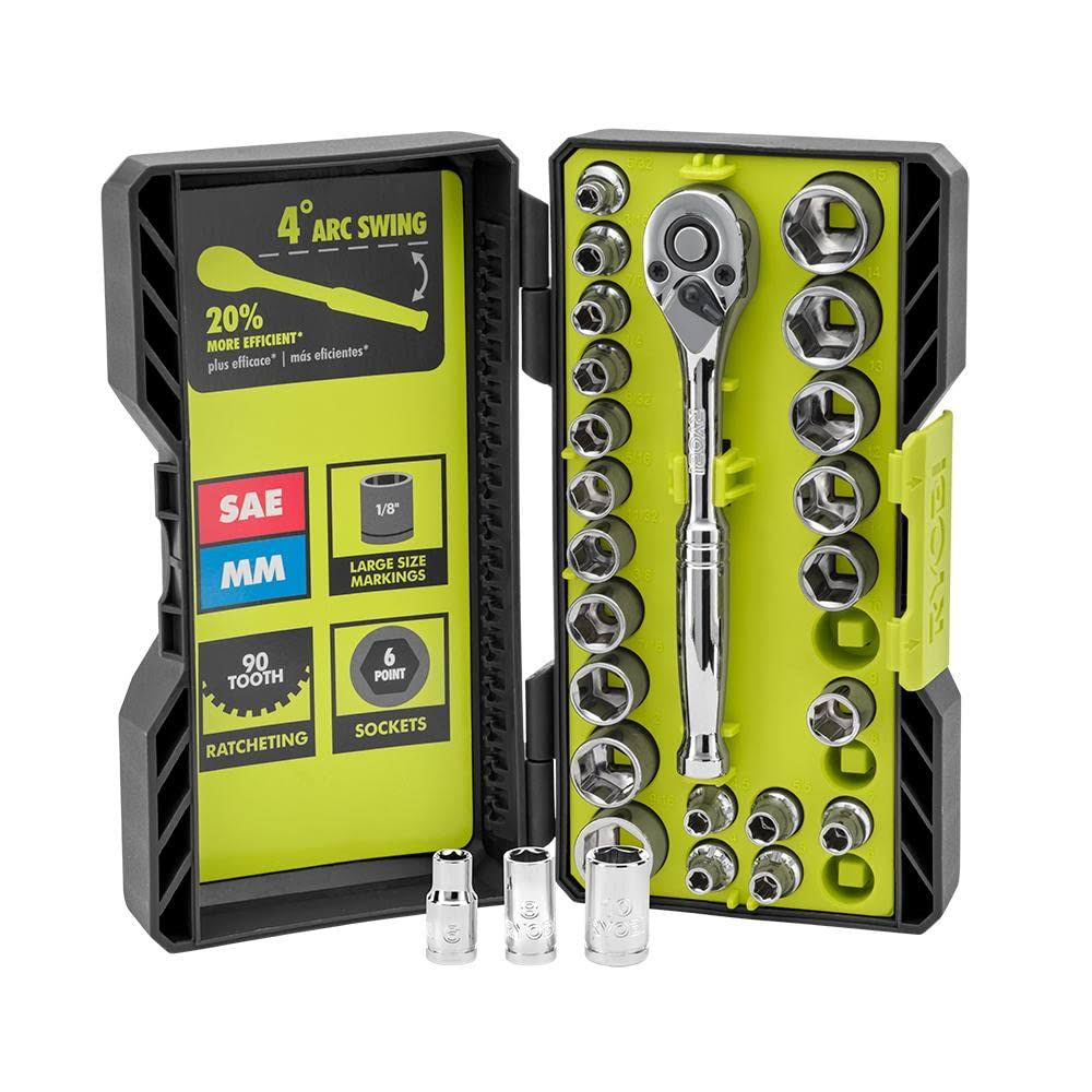 Ryobi 26-Piece 1/4 in. Drive Ratchet and Socket Set