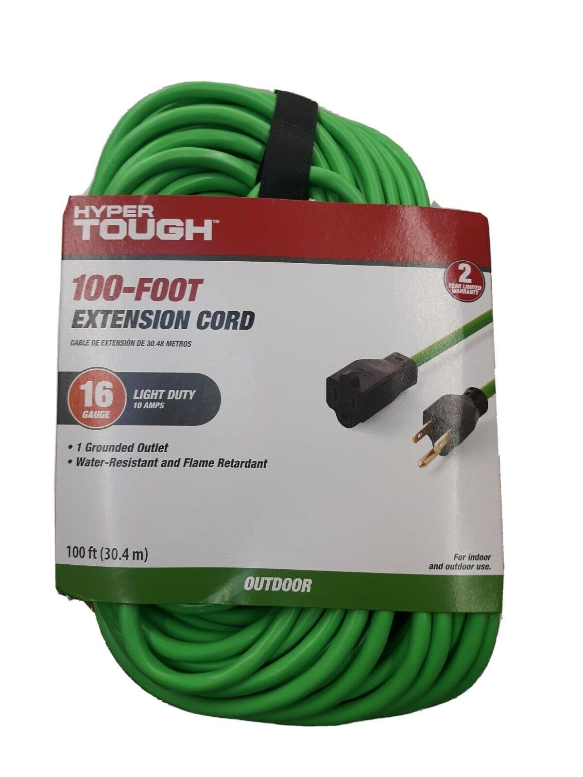Hyper Tough 100 ft., 16/3 Extension Cord, Hi-Visibility Green, Outdoor