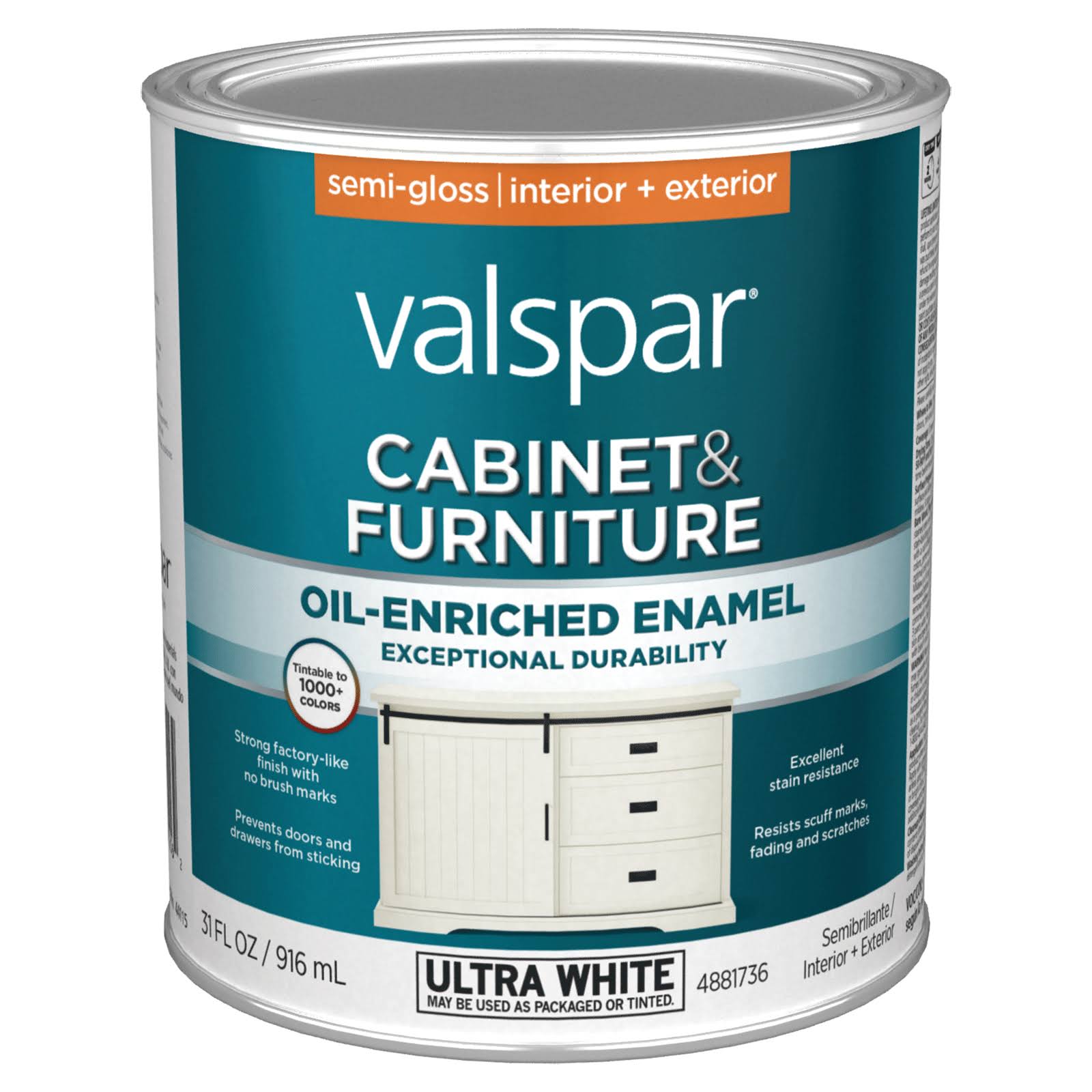Semi-Gloss Base Tintable Cabinet and Furniture Paint Enamel (1-quart)