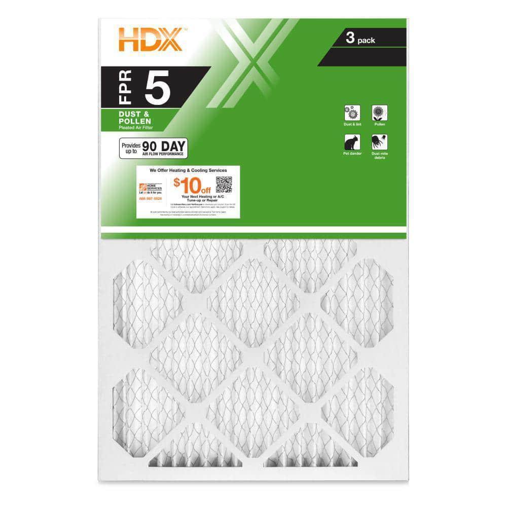 HDX HDX3P5-011624 16 in. x 24 in. x 1 in. Standard Pleated Furnace Air Filter FPR 5, MERV 8 (3-pack)