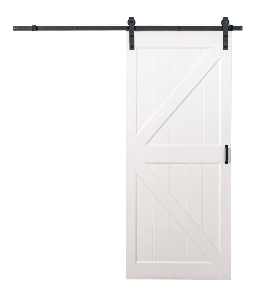 Renin Hollow Core K Brace 36-in x 84-in White K-Frame Prefinished MDF Single Barn Door (Hardware Included) | HC052P01PR1PRE36084