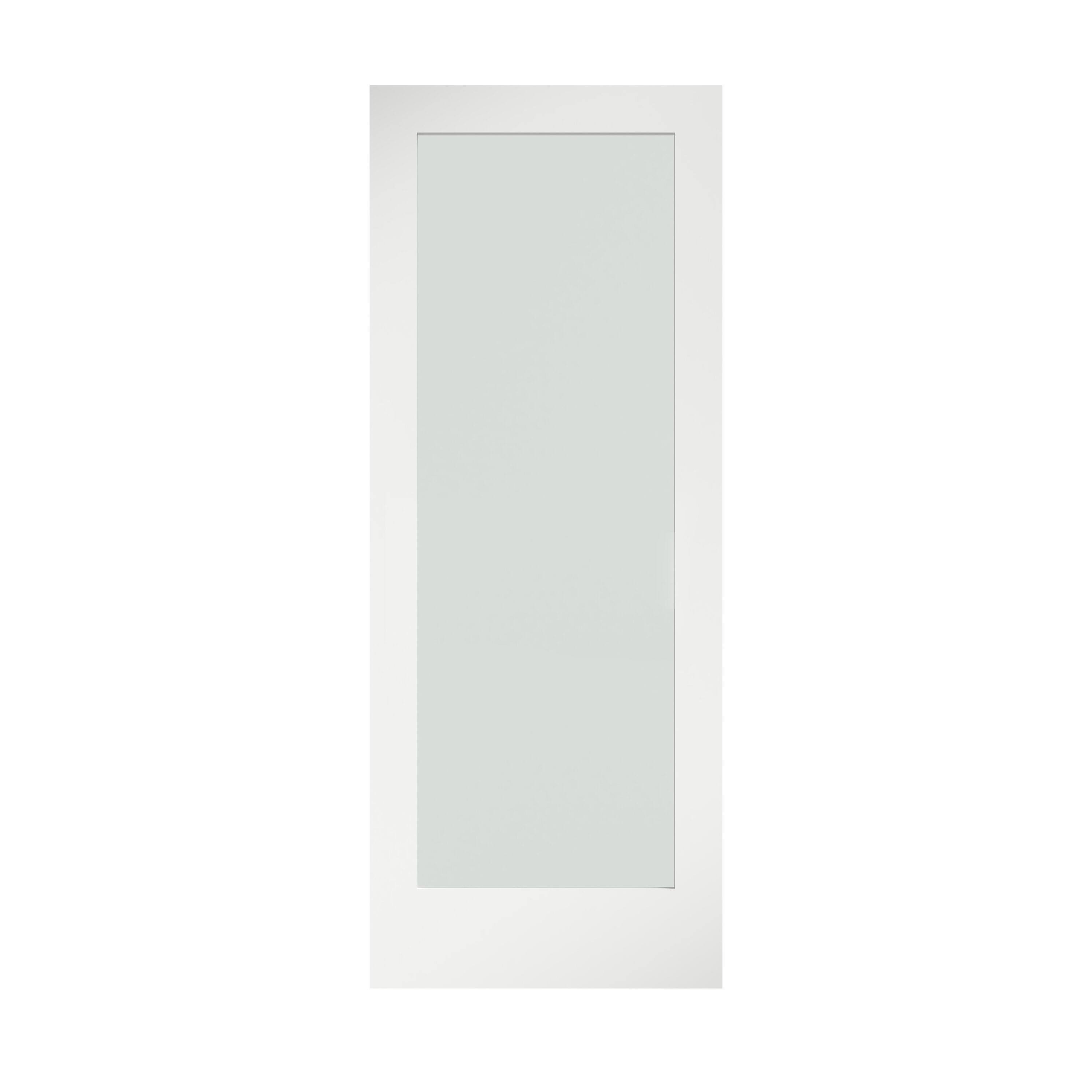 EightDoors 24-in x 80-in White 1-Panel Square Frosted Glass Solid Core Primed Pine Wood Slab Door | 50388014802435FRSH