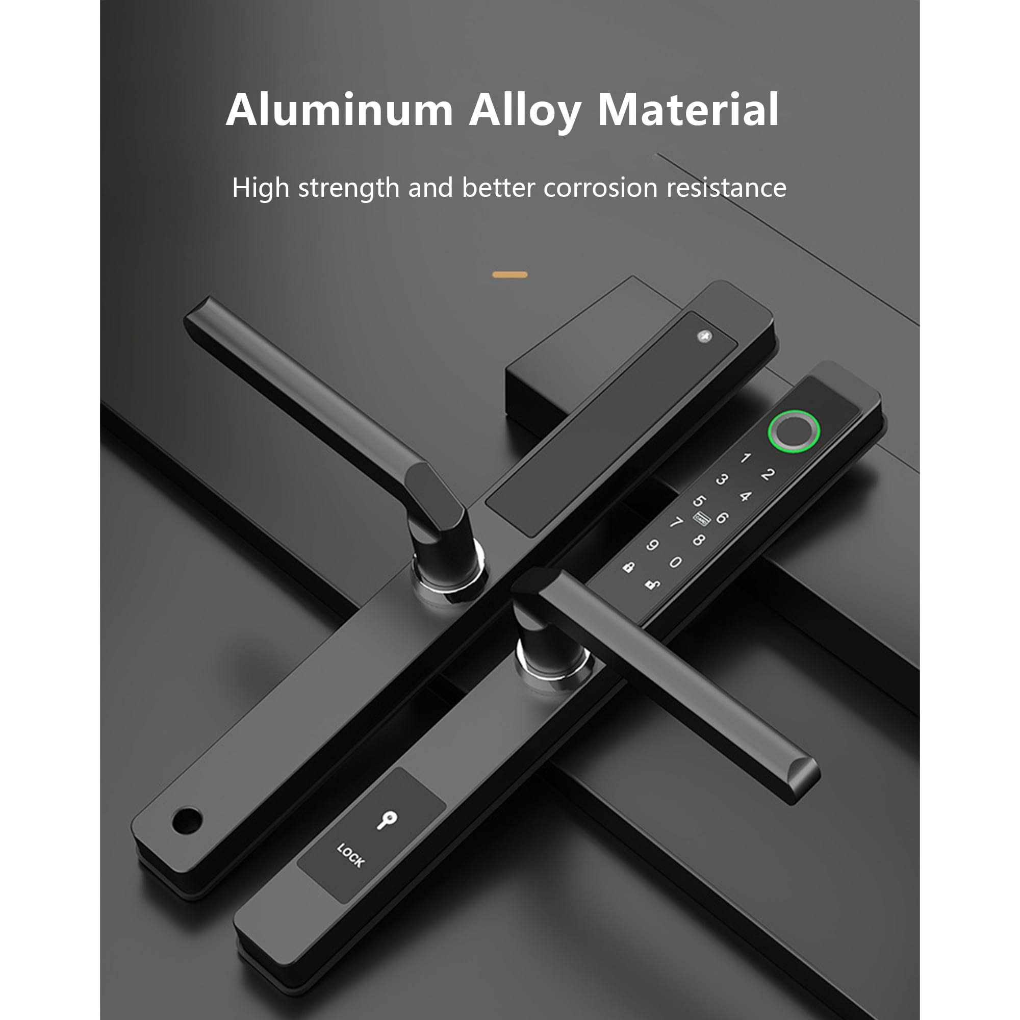 Jacchozhi Slim Smart Lock for Sliding Glass Door, Waterproof Keyless Smart Mortise Lock with Hook,WiFi Bluetooth Digital Keypad Aluminum Fingerprint