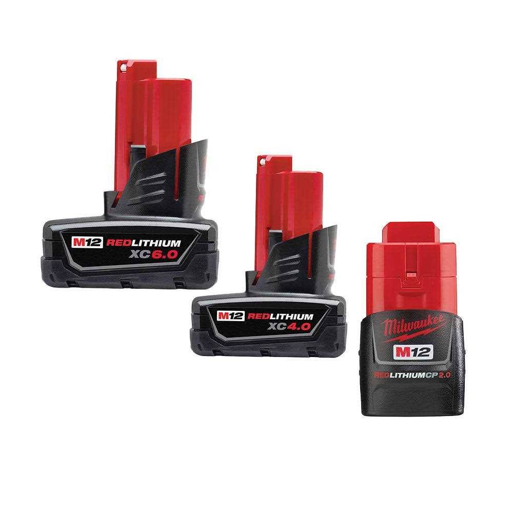Milwaukee M12 12-Volt Lithium-Ion 6 Ah/4 Ah/2 Ah Extended Capacity Battery Packs (3-Batteries)