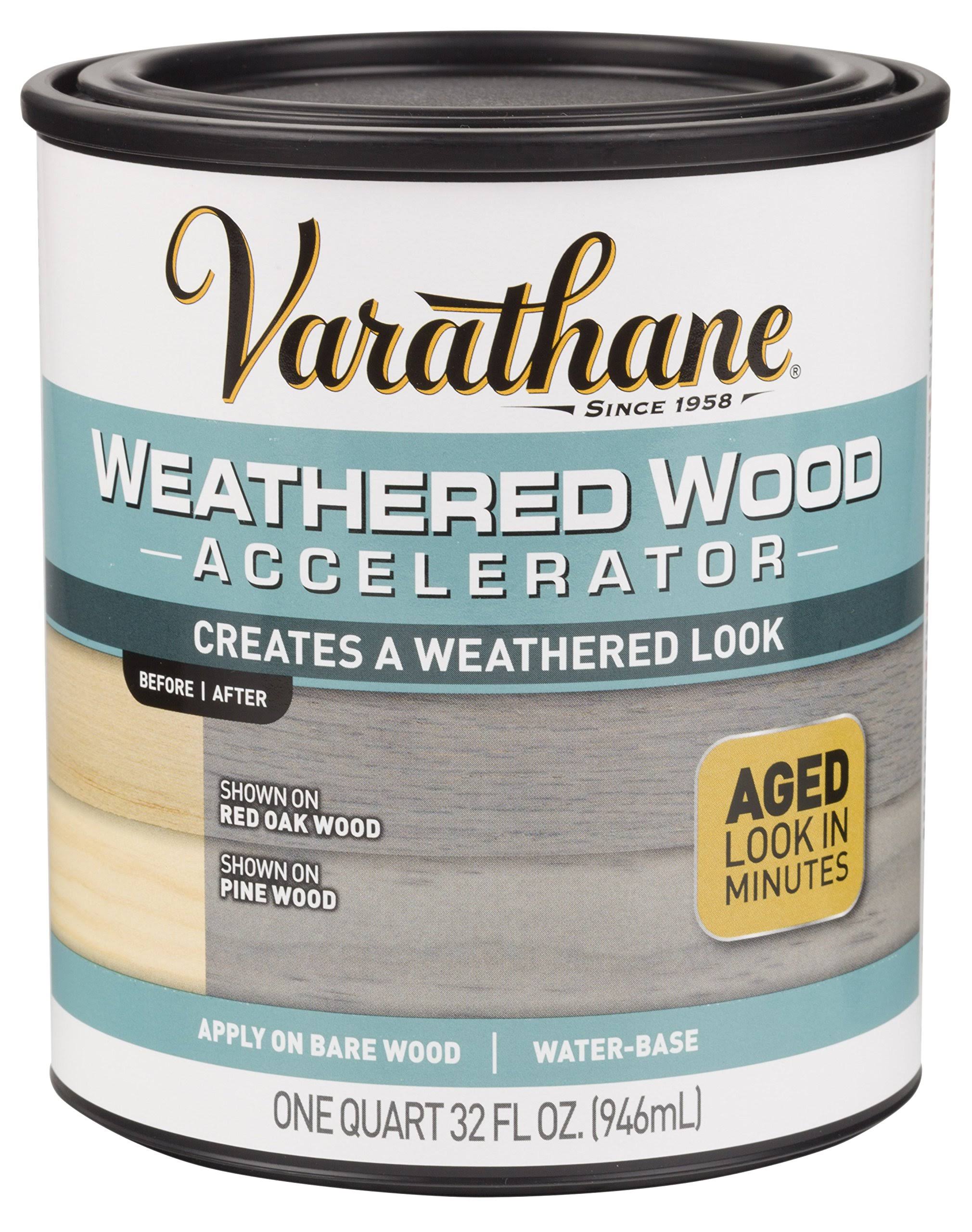 Varathane 313835 Weathered Wood Accelerator Water-Based Wood Stain, Grey, 1 Quart