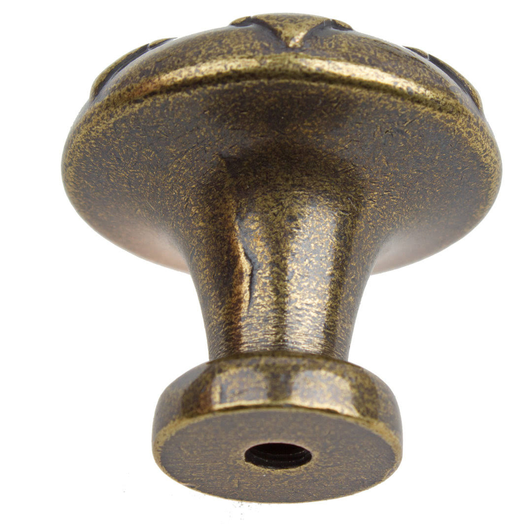 GlideRite Hardware Snowflake Cabinet Mushroom Knob Finish: Antique Brass