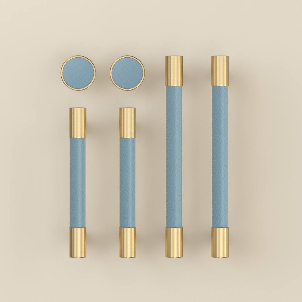 Goldenwarm Cabinet Handles Solid Brass Leather Cabinet Door Handles