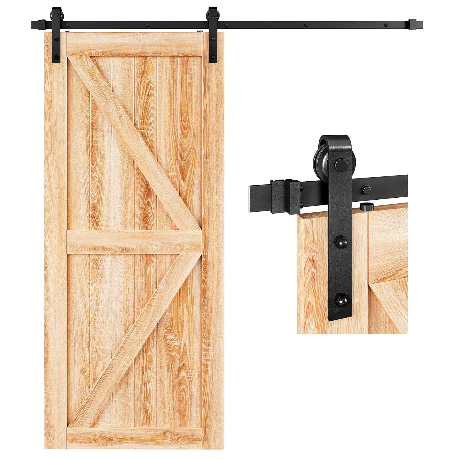 EaseLife 6.6 ft Heavy Duty Sliding Barn Door Hardware Track Kit,Basic J Pulley,Slide Smoothly Quietly,Easy Install (6.6ft Track