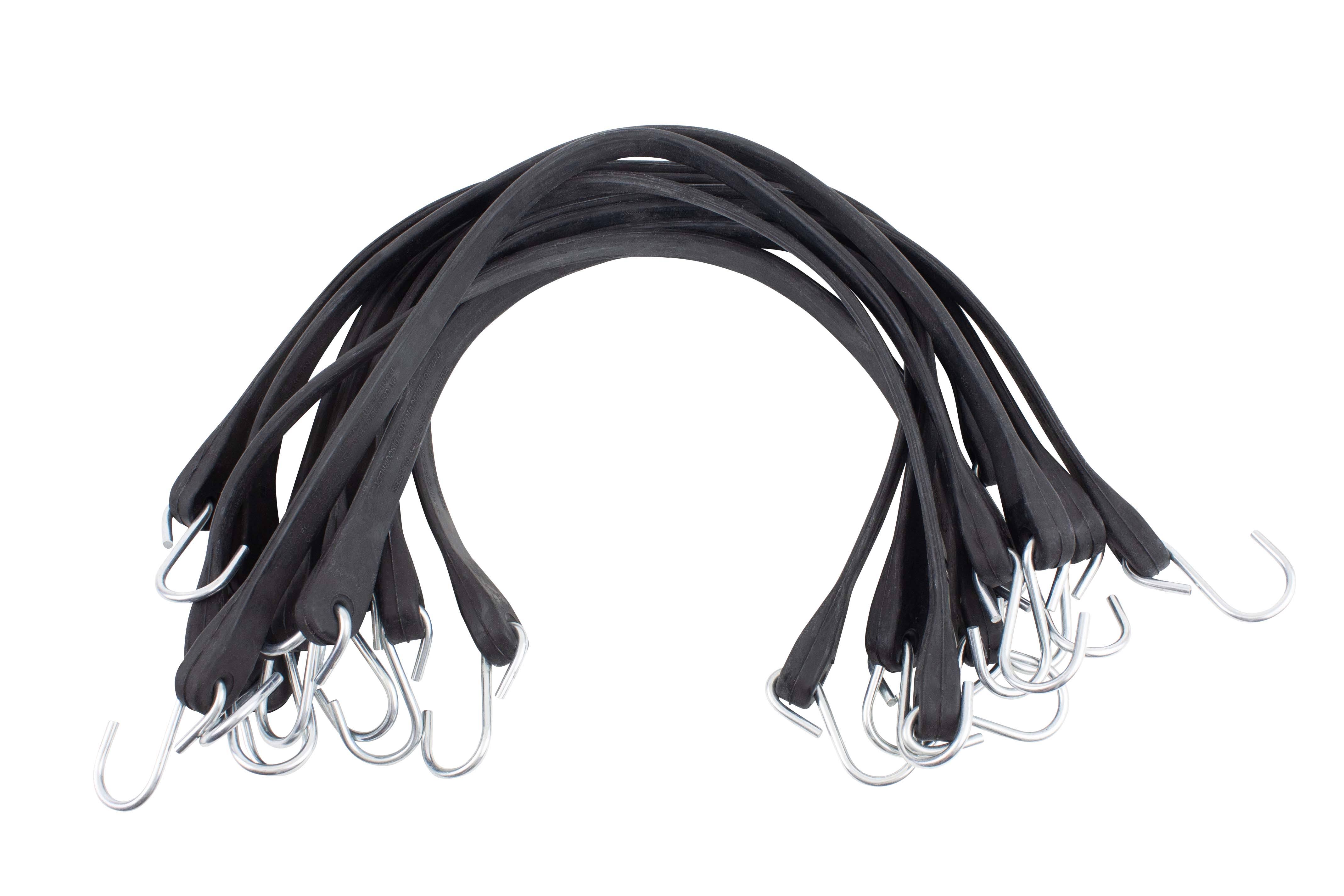 Mytee Products 31 inch Natural Rubber Tarp Bungee Straps Crimped Hooks-50 Pack, Black