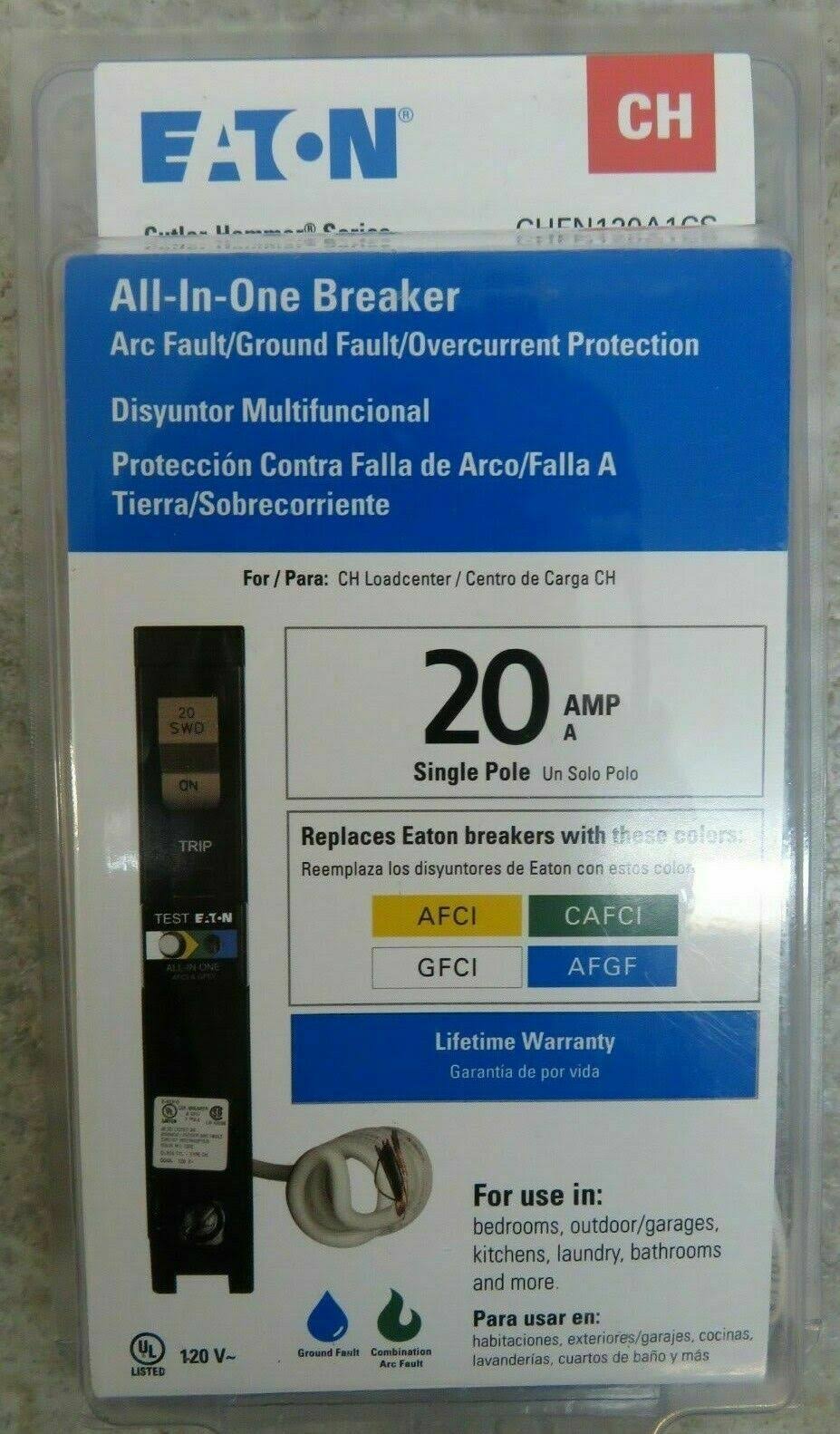 All-in-One Breaker 20 Amp Single Pole CHFN120A1CS Eaton