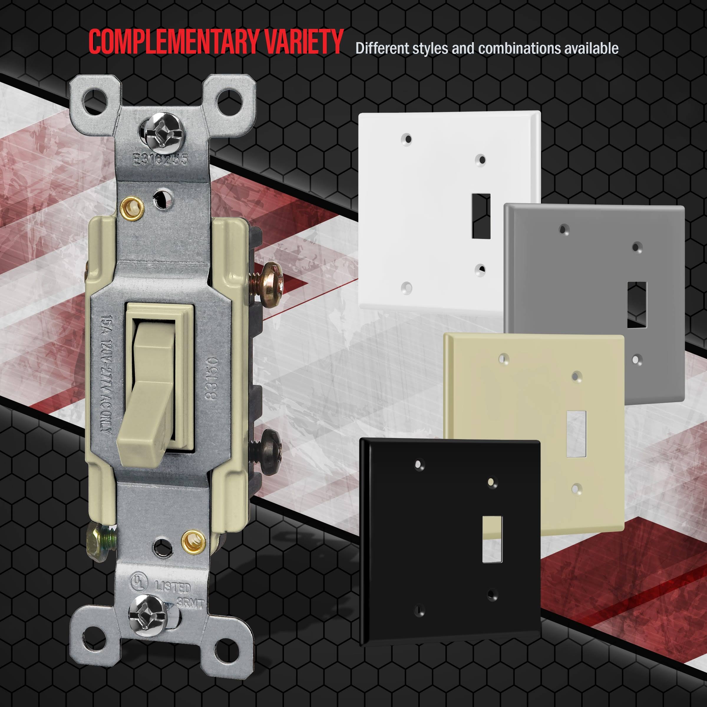 Enerlites 880111-W 2-Gang Blank/Toggle Wall Switch Plate, Standard size, Unbreakable Polycarbonate, White