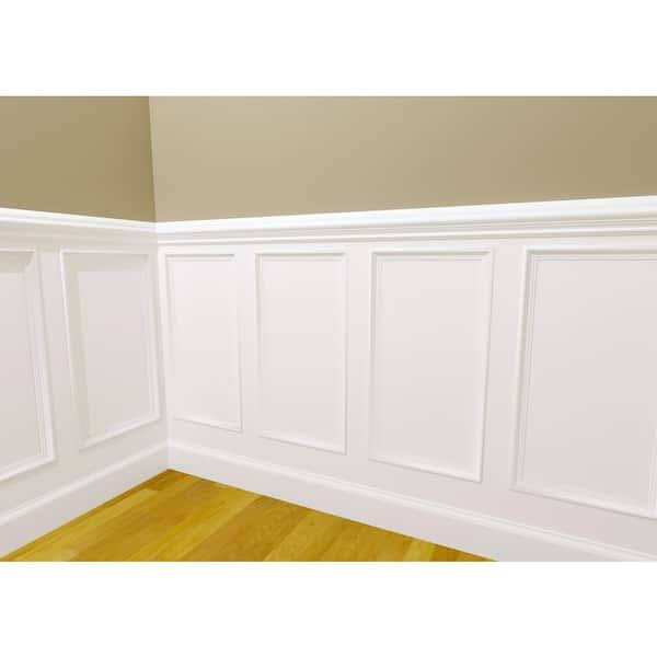Alexandria Moulding 3/4 in. x 1-1/8 in. x 84 in. Primed Pine Finger-Jointed Panel Cap MOULDING, Primed White