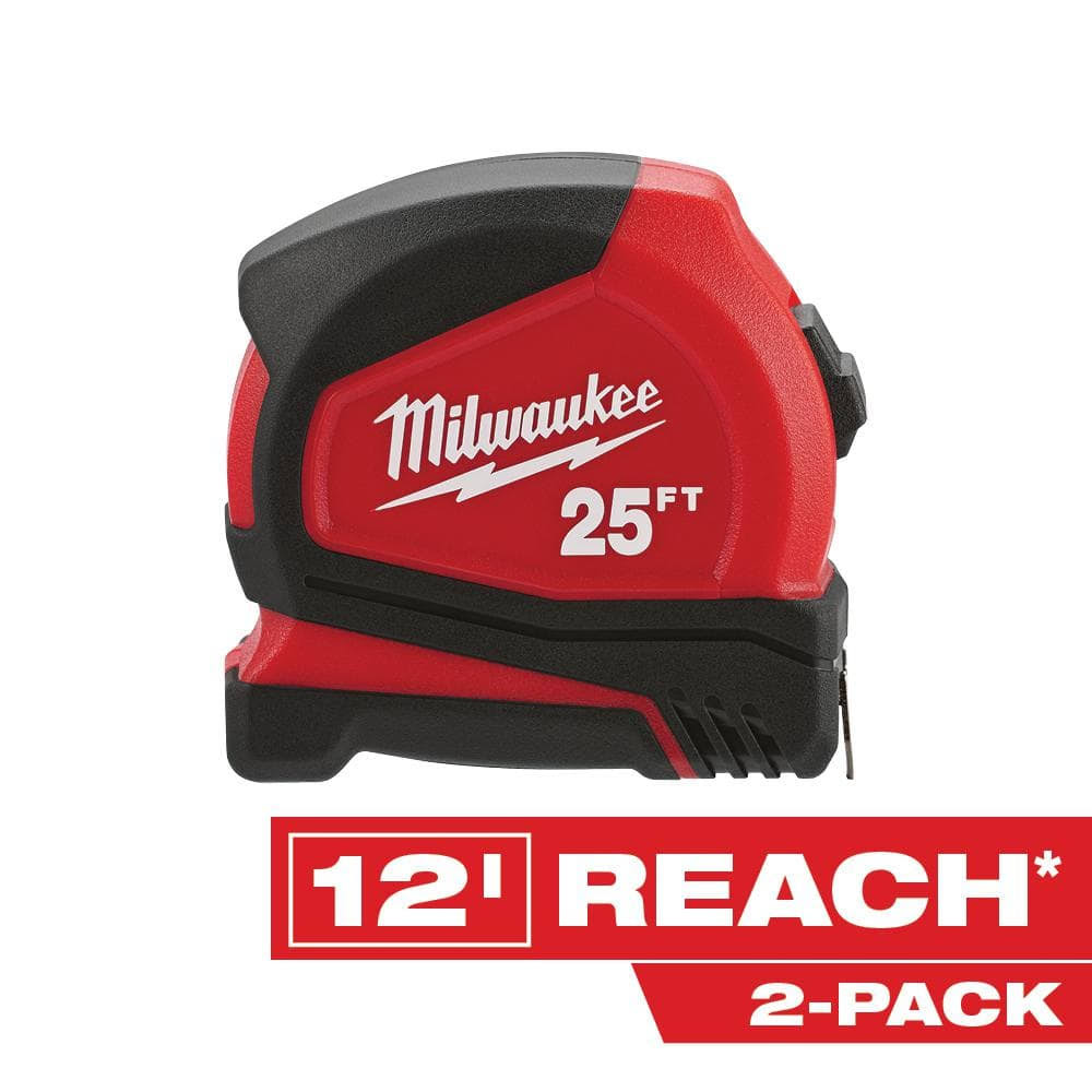 Milwaukee 25 ft. Compact Tape Measure (2-Pack)
