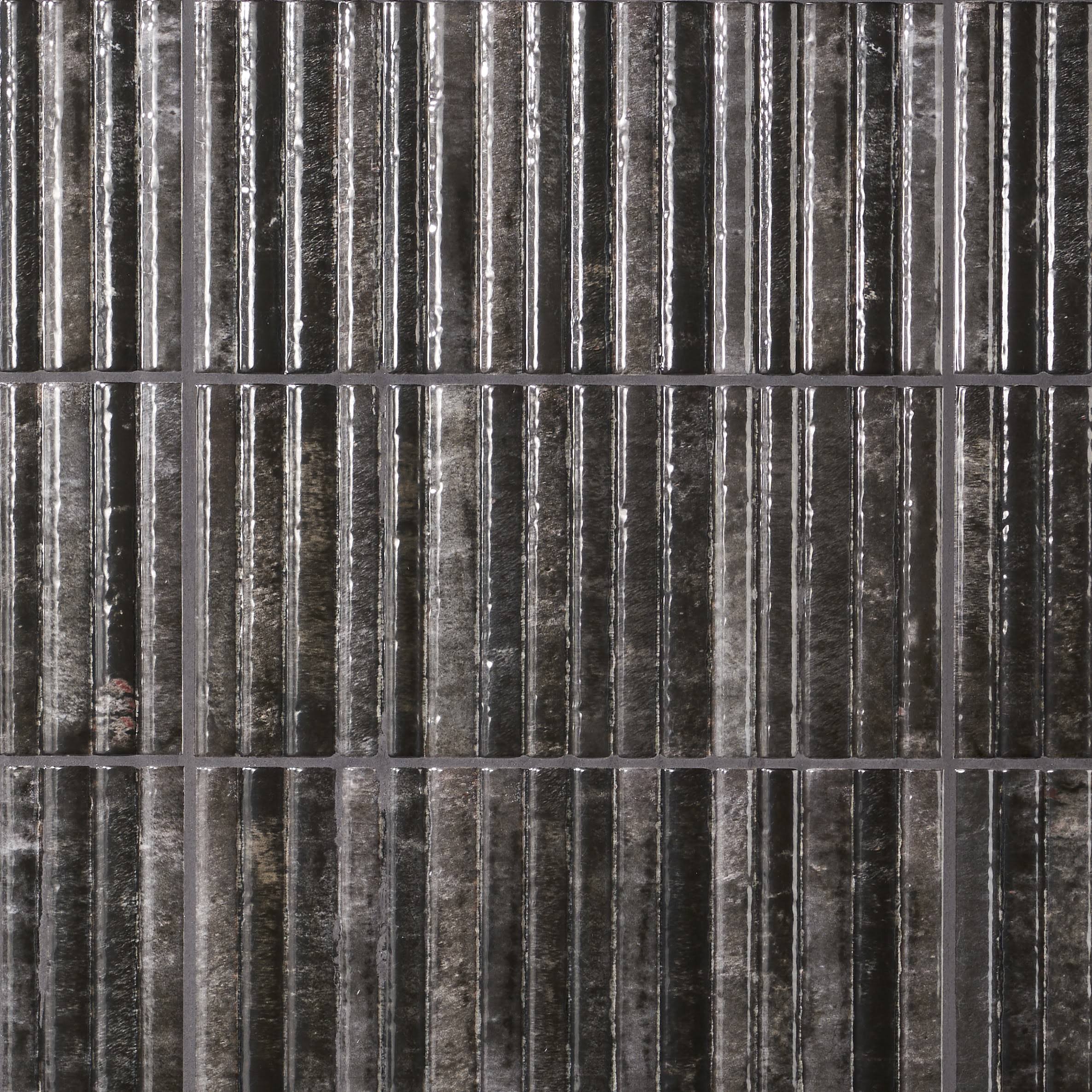 Ivy Hill Tile Mawr Black 5.9 in. x 11.81 in. Polished Fluted Ceramic Wall Tile (9.68 Sq. ft./Case)