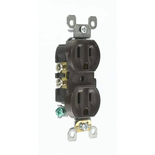 Leviton 5320-S Residential Grade Duplex Receptacle, 15 Amp, 125 Volt, Brown