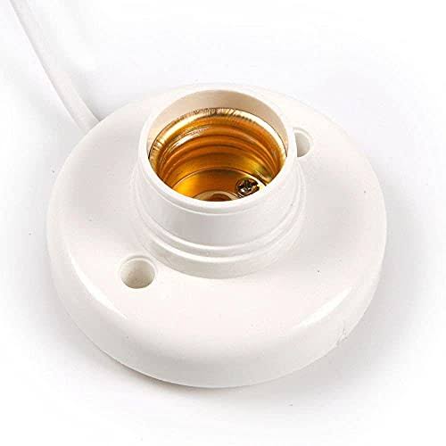 1Pcs White Hanging Light Cord E27 Light Bulb Socket to 2-Prong with On/Off Switch (About 80mm Base & 9.2ft wire)