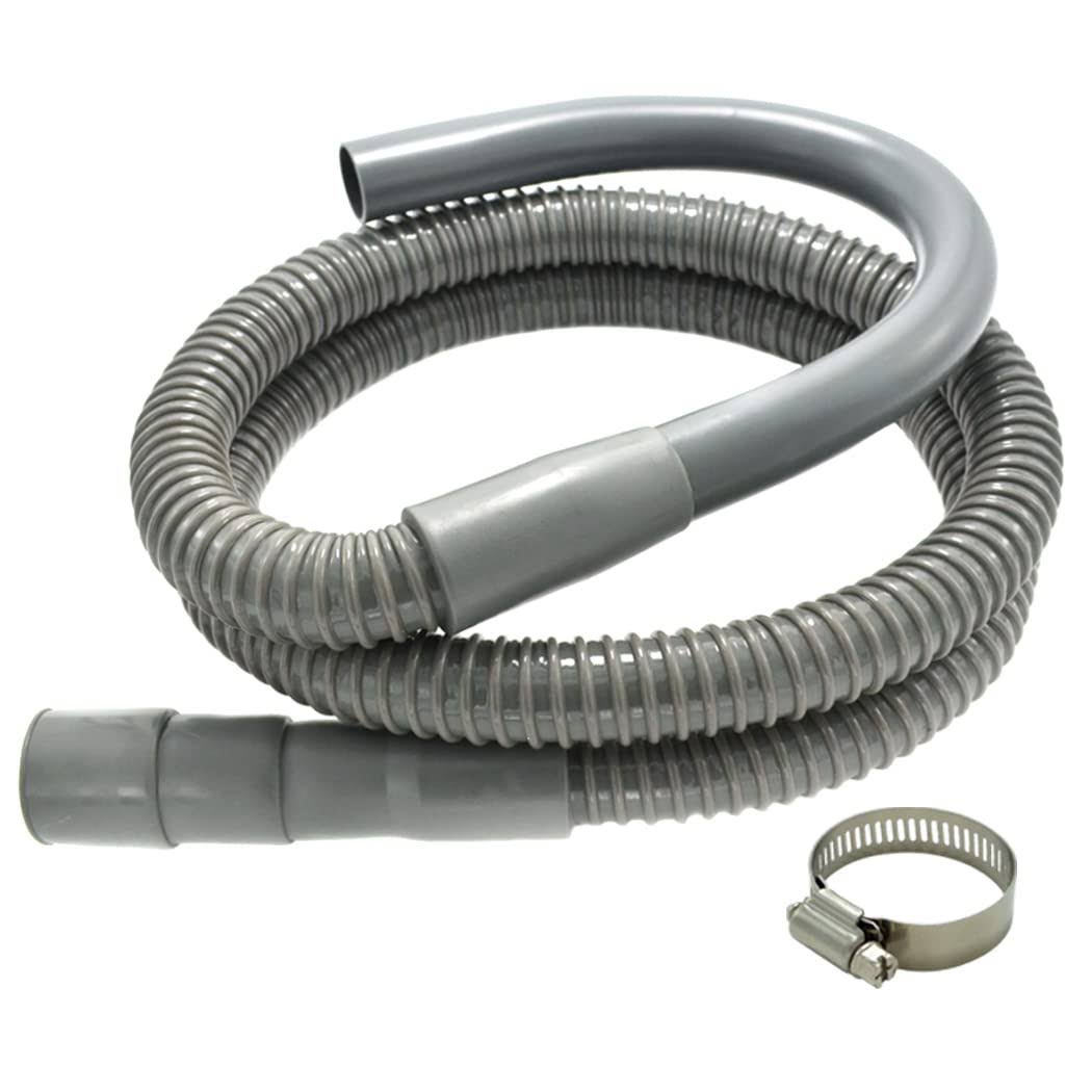 Universal Washing Machine Drain Hose- 10 ft Discharge Hose with Long Hook- Corrugated and Flexible Washing Machine Hose Drain Replacement with